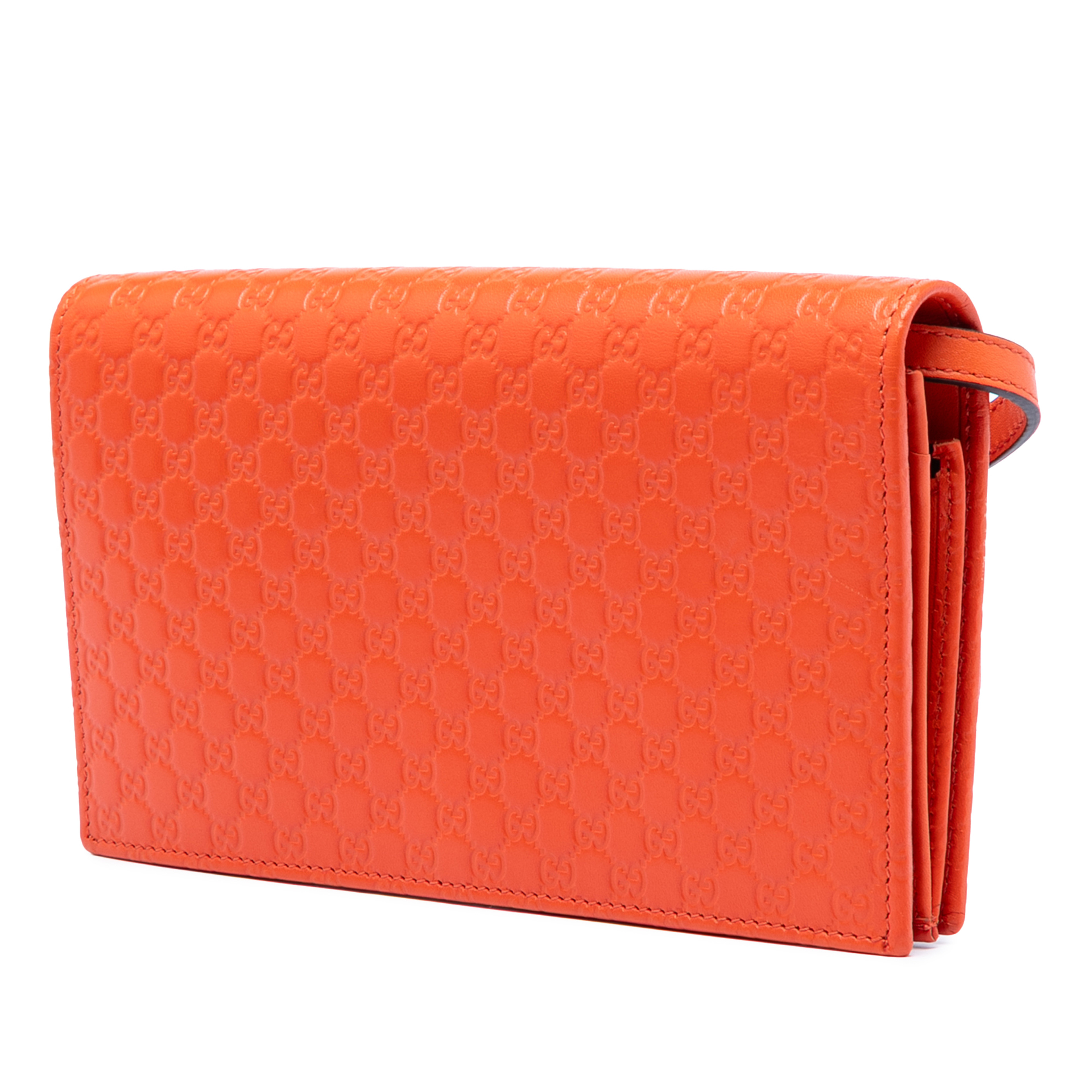 Gucci Microguccissima Wallet On Strap, från Luxclusif, i färgen orange. Klicka för att öppna bilden i stort format