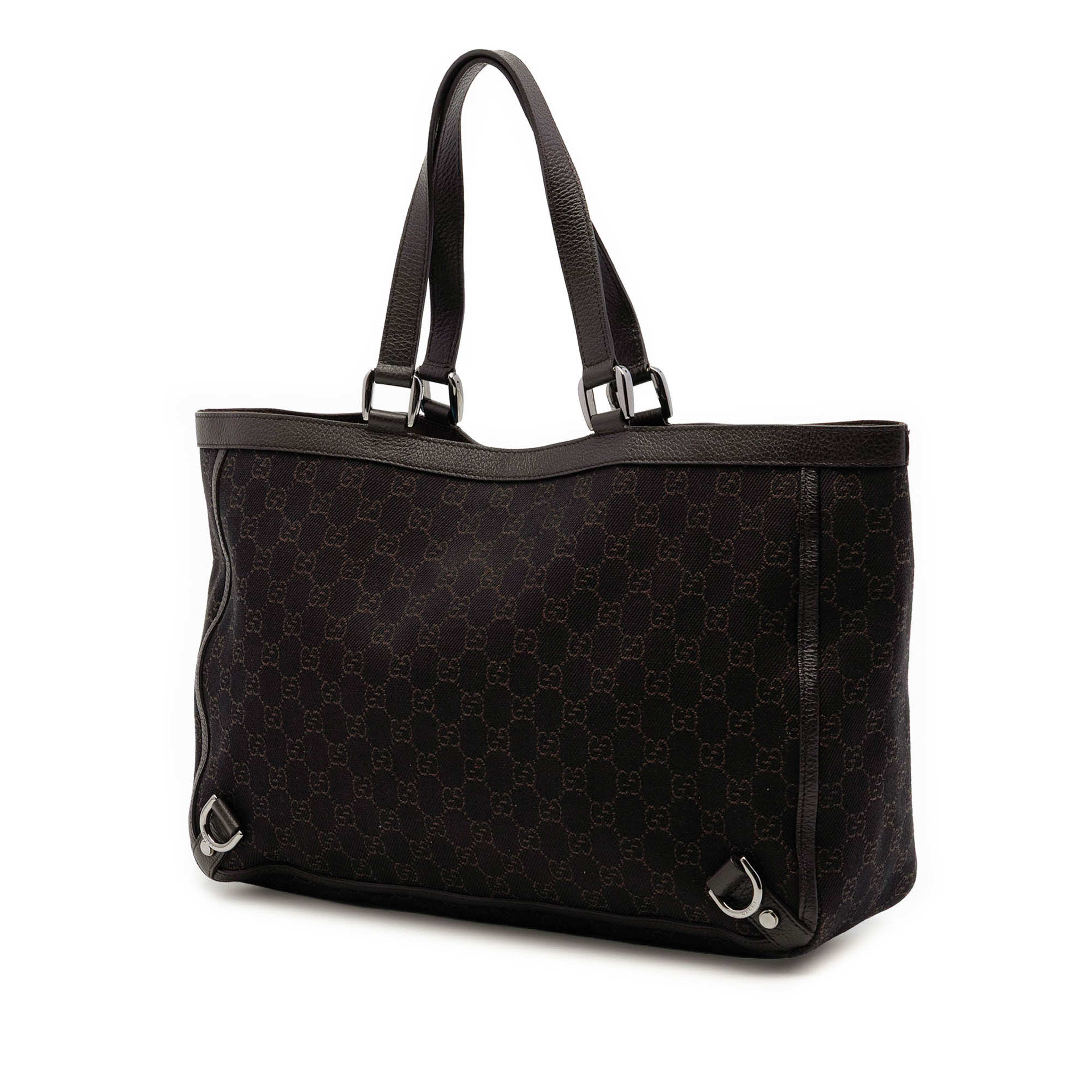 Gucci Gg Denim Abbey D Ring Tote, från Luxclusif, i färgen brun. Klicka för att öppna bilden i stort format