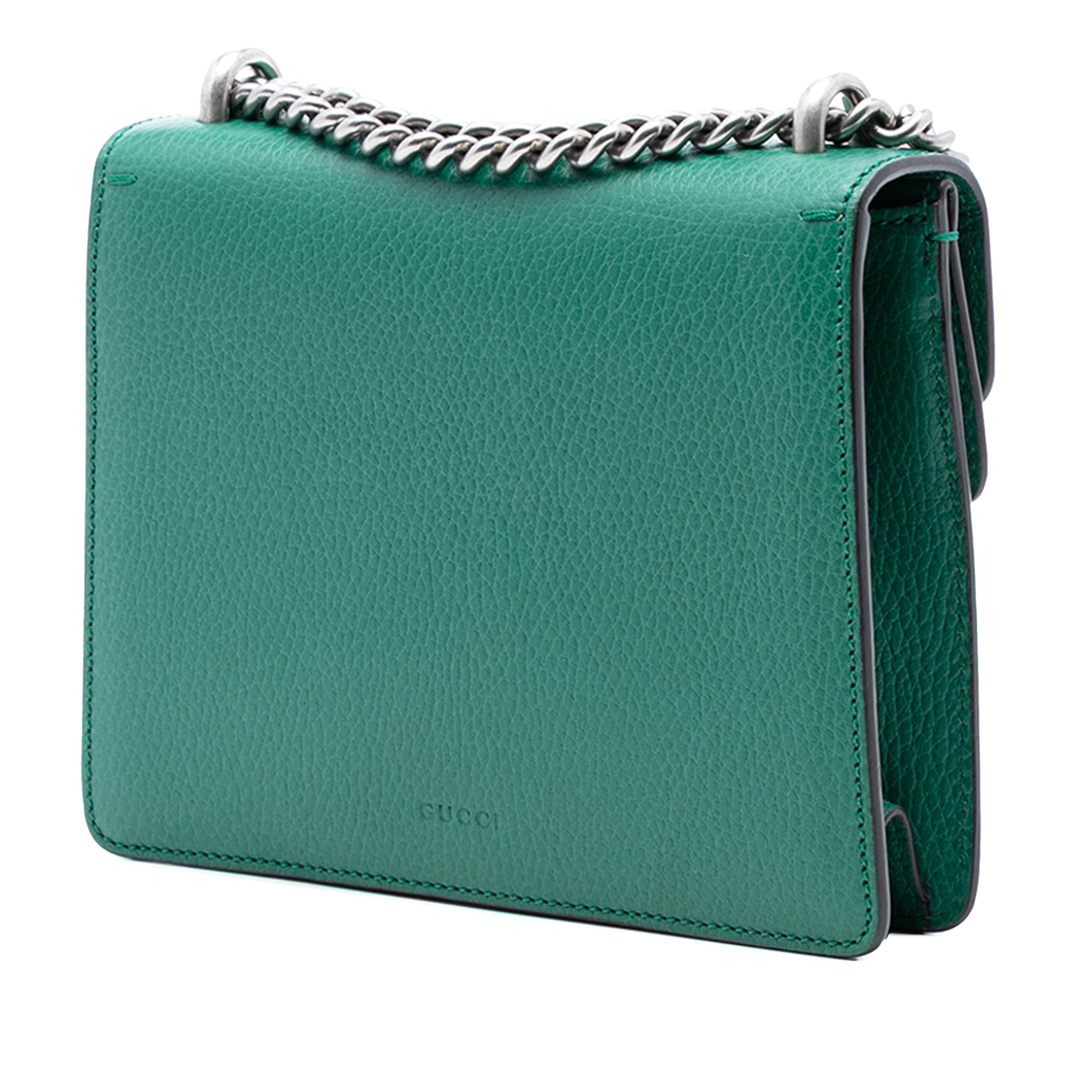 Gucci Small Leather Dionysus Crossbody, från Luxclusif, i färgen green. Klicka för att öppna bilden i stort format