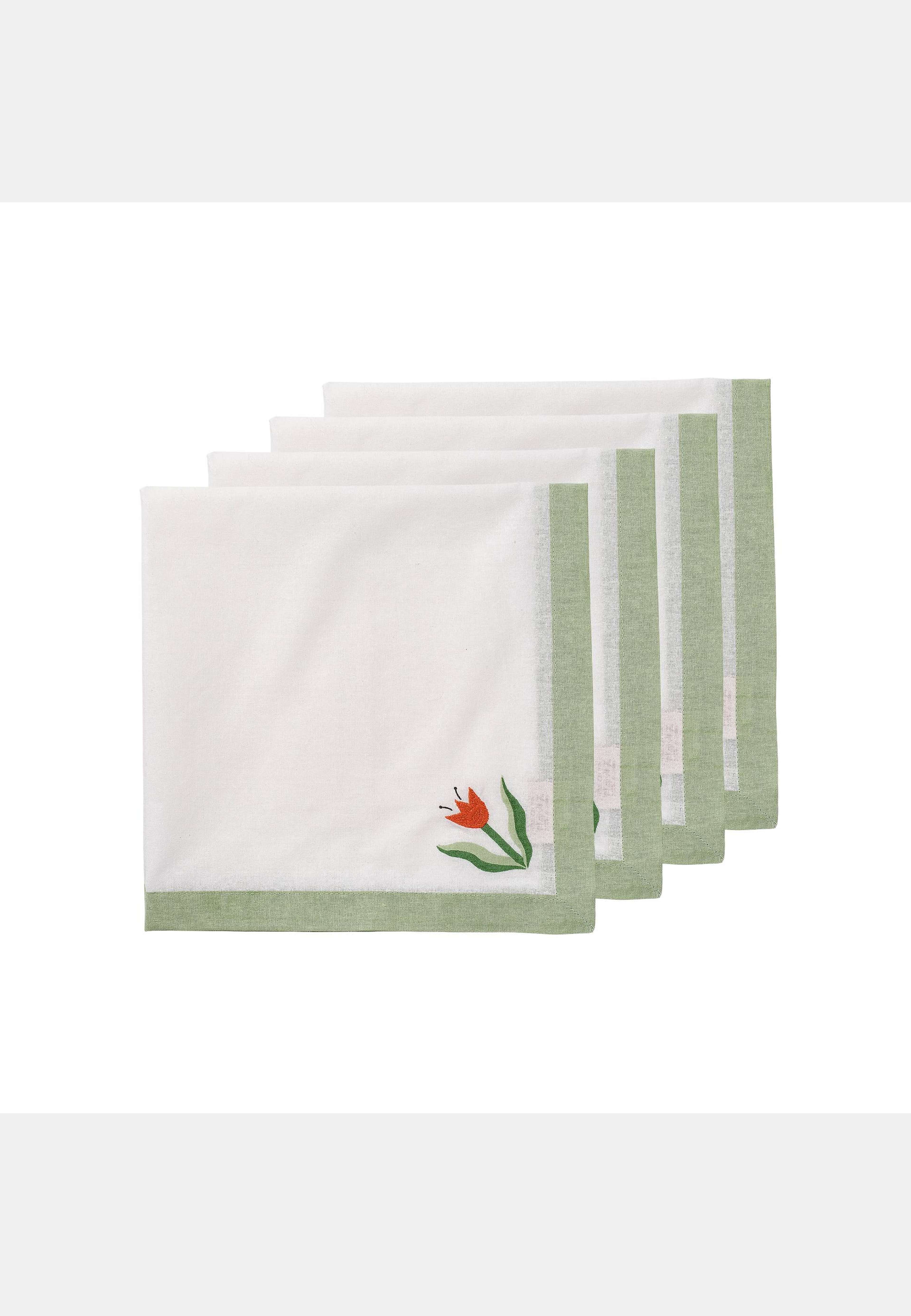 Madelen Möllard Tulip Servett 4-pack - 45x45 Cm, från Pick A Poppy, i färgen light green. Klicka för att öppna bilden i stort format