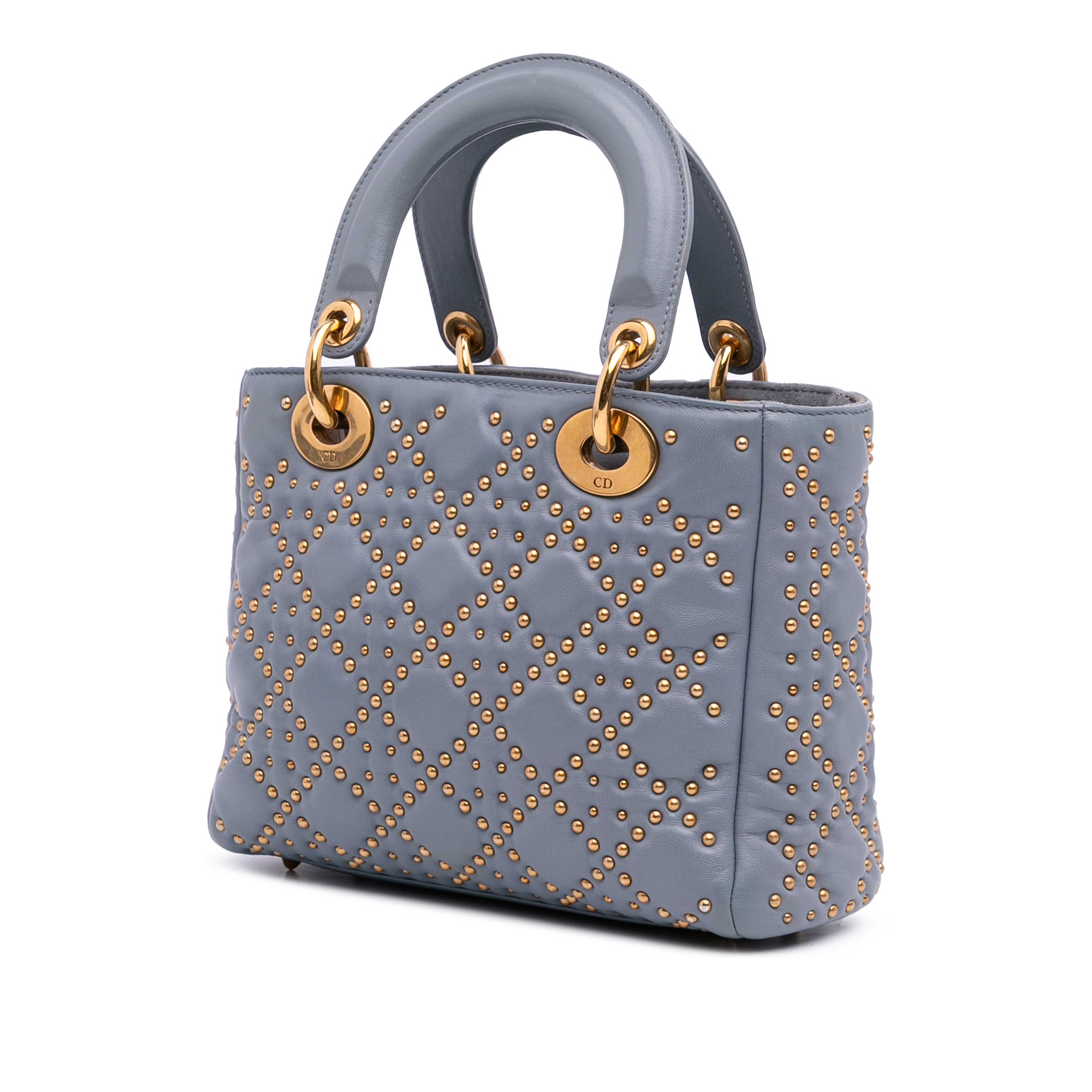 Dior Small Lambskin Cannage Studded Supple Lady Dior