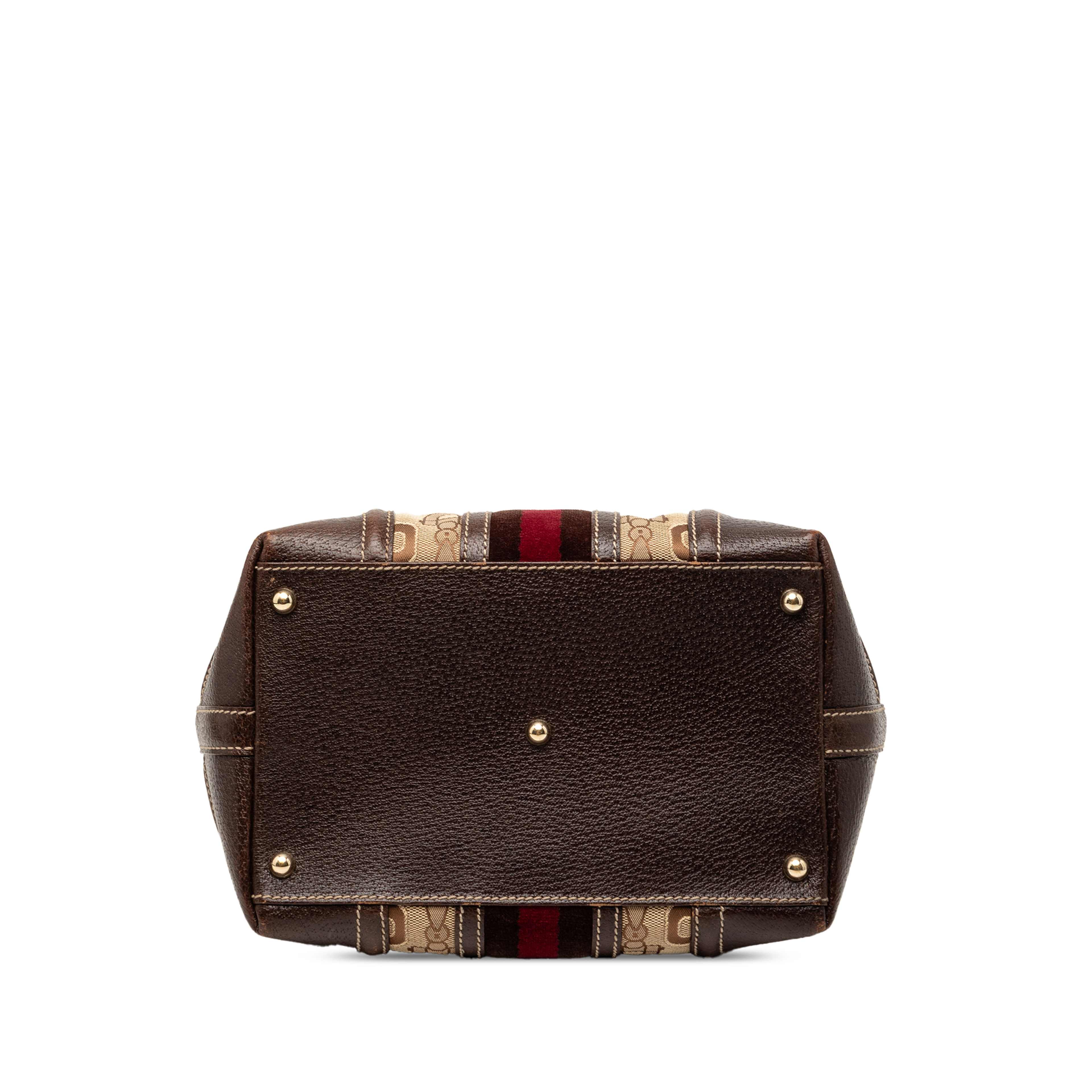 Gucci Horsebit Canvas Web Treasure Handbag, från Luxclusif, i färgen beige. Klicka för att öppna bilden i stort format