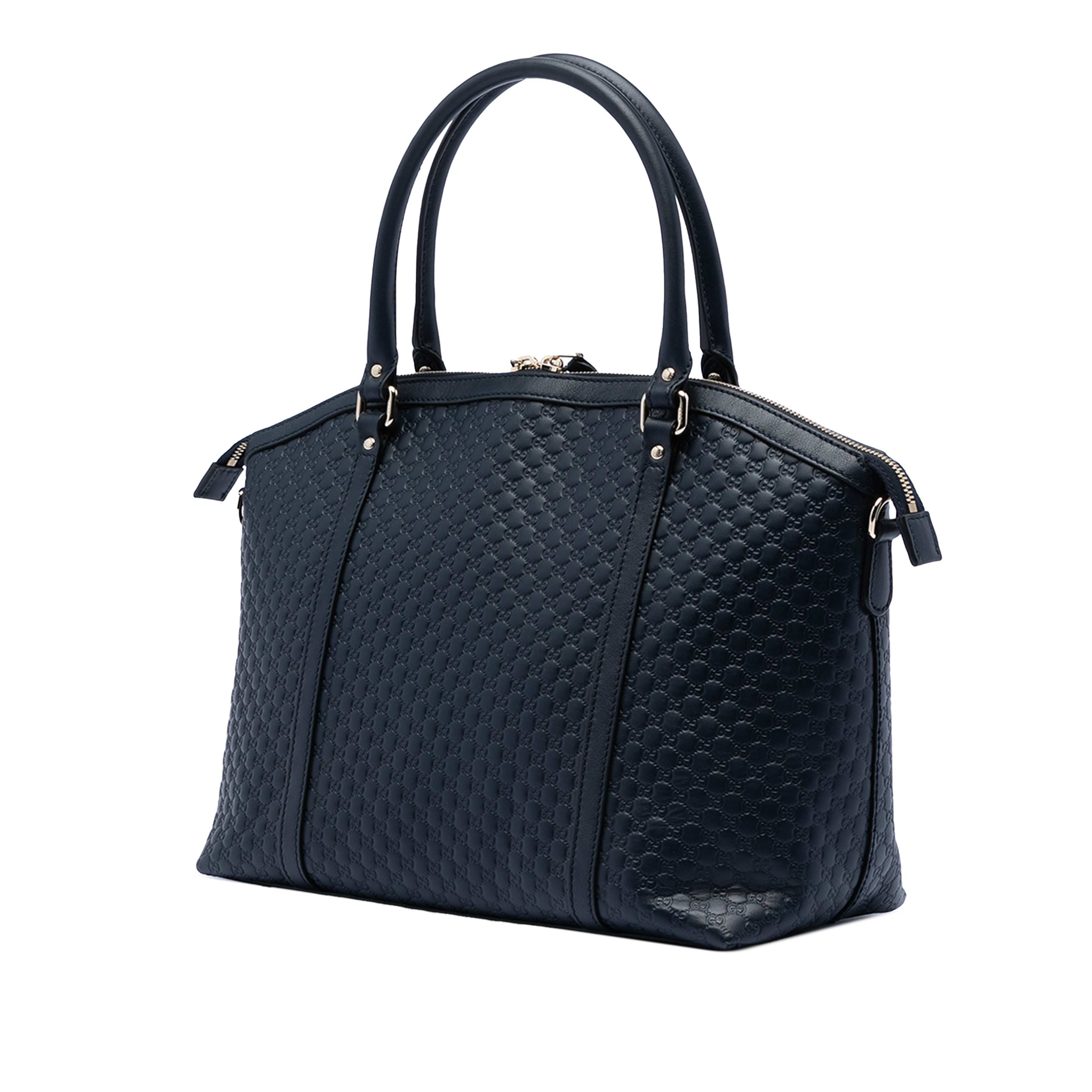 Gucci Large Microguccissima Dome Satchel, från Luxclusif, i färgen navy. Klicka för att öppna bilden i stort format