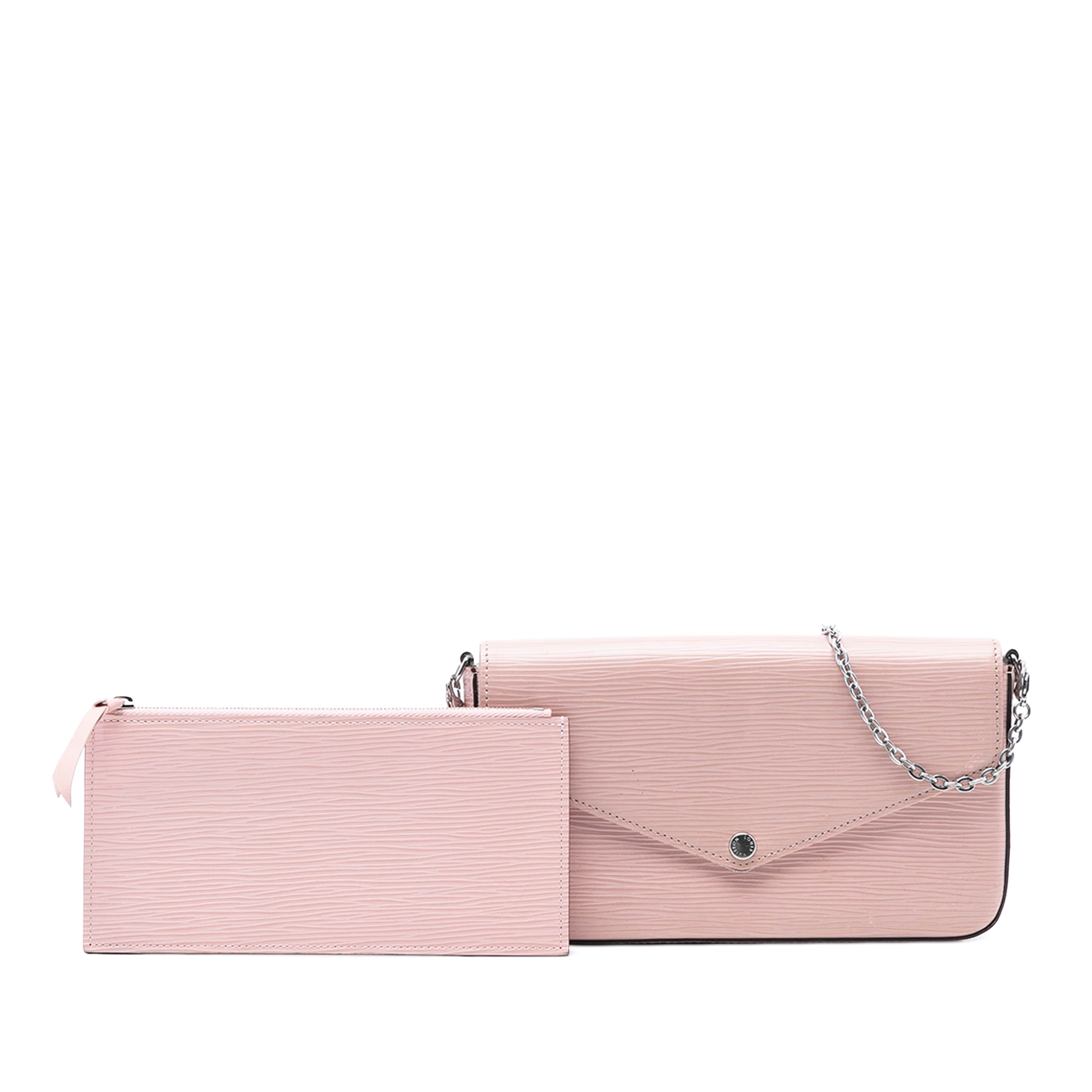 Louis Vuitton Epi Pochette Felicie, från Luxclusif, i färgen rosa. Klicka för att öppna bilden i stort format