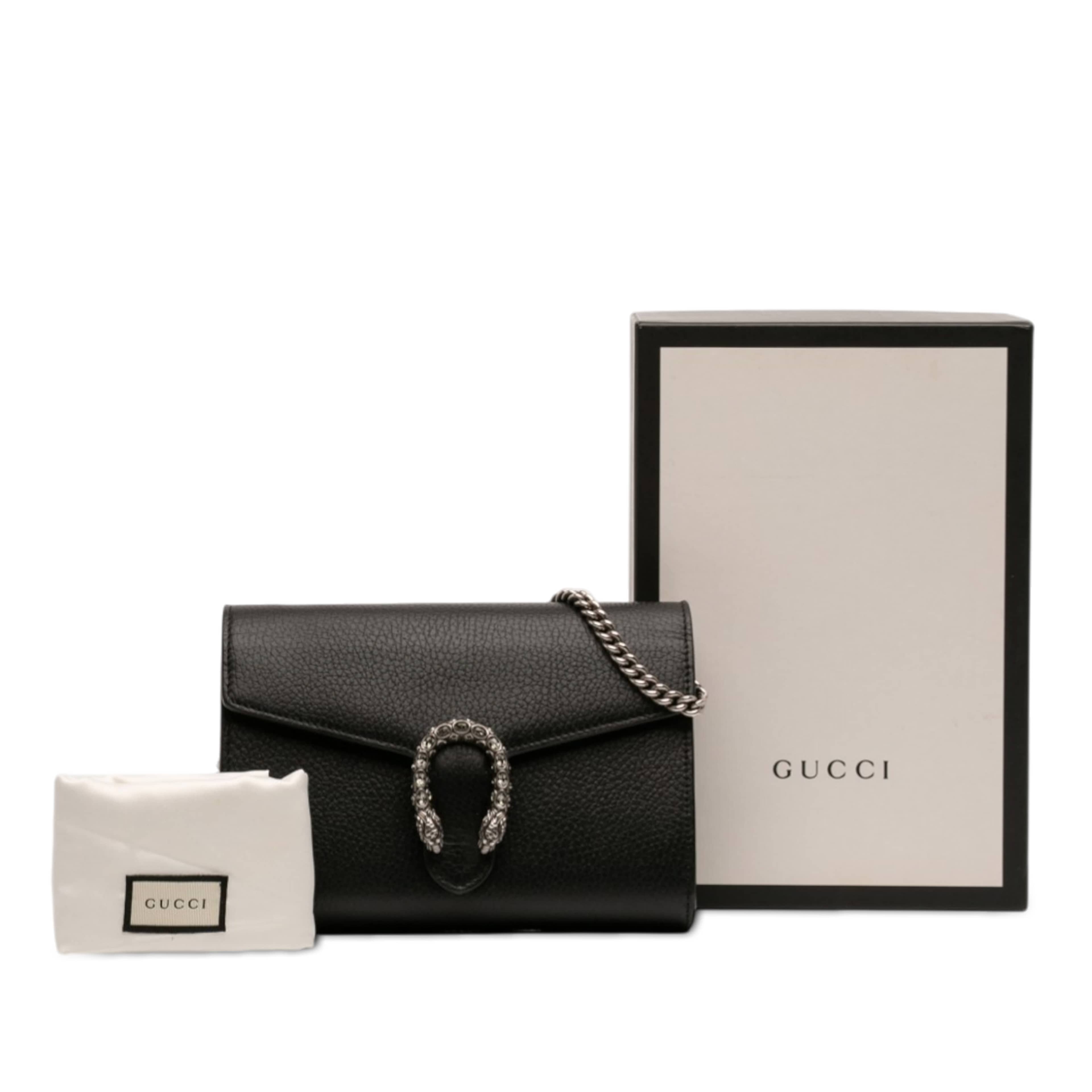 Gucci Calfskin Dionysus Wallet On Chain, från Luxclusif, i färgen svart. Klicka för att öppna bilden i stort format