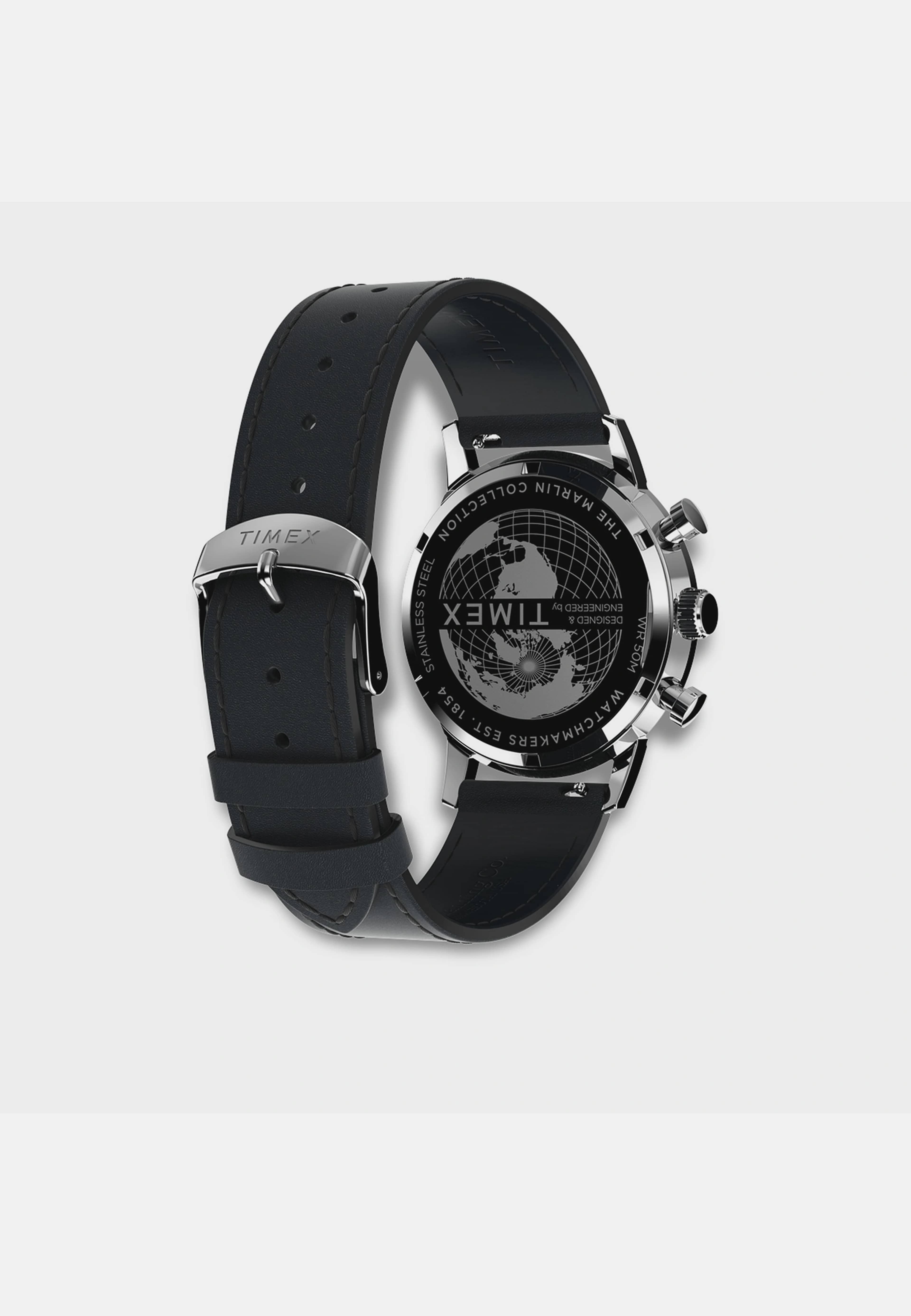 Timex Marlin Chronograph Herr, Silver/svart Läderrem - Tw2w10300, från Timex, i färgen 1. Klicka för att öppna bilden i stort format
