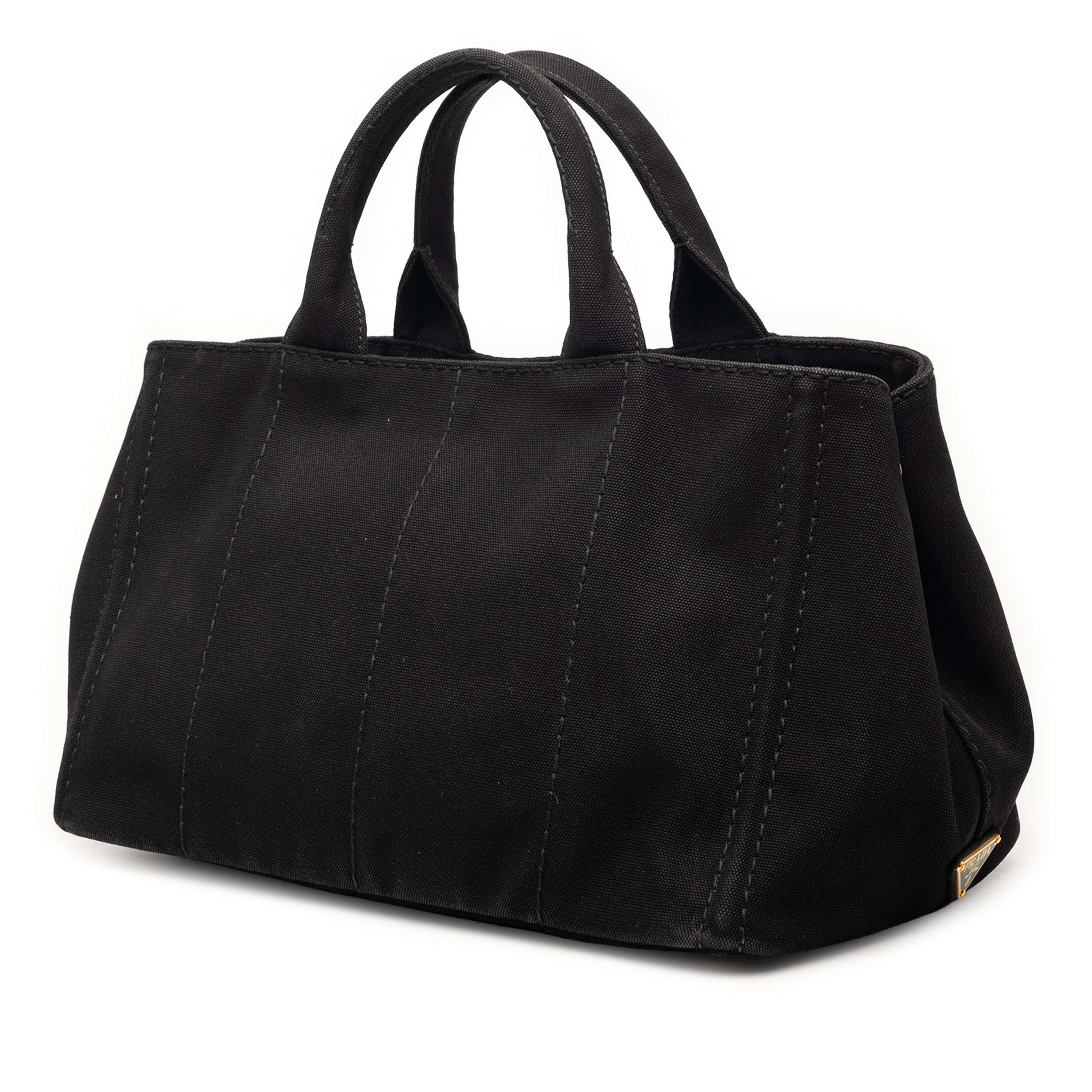 Prada Canvas Canapa Logo Satchel, från Luxclusif, i färgen black. Klicka för att öppna bilden i stort format