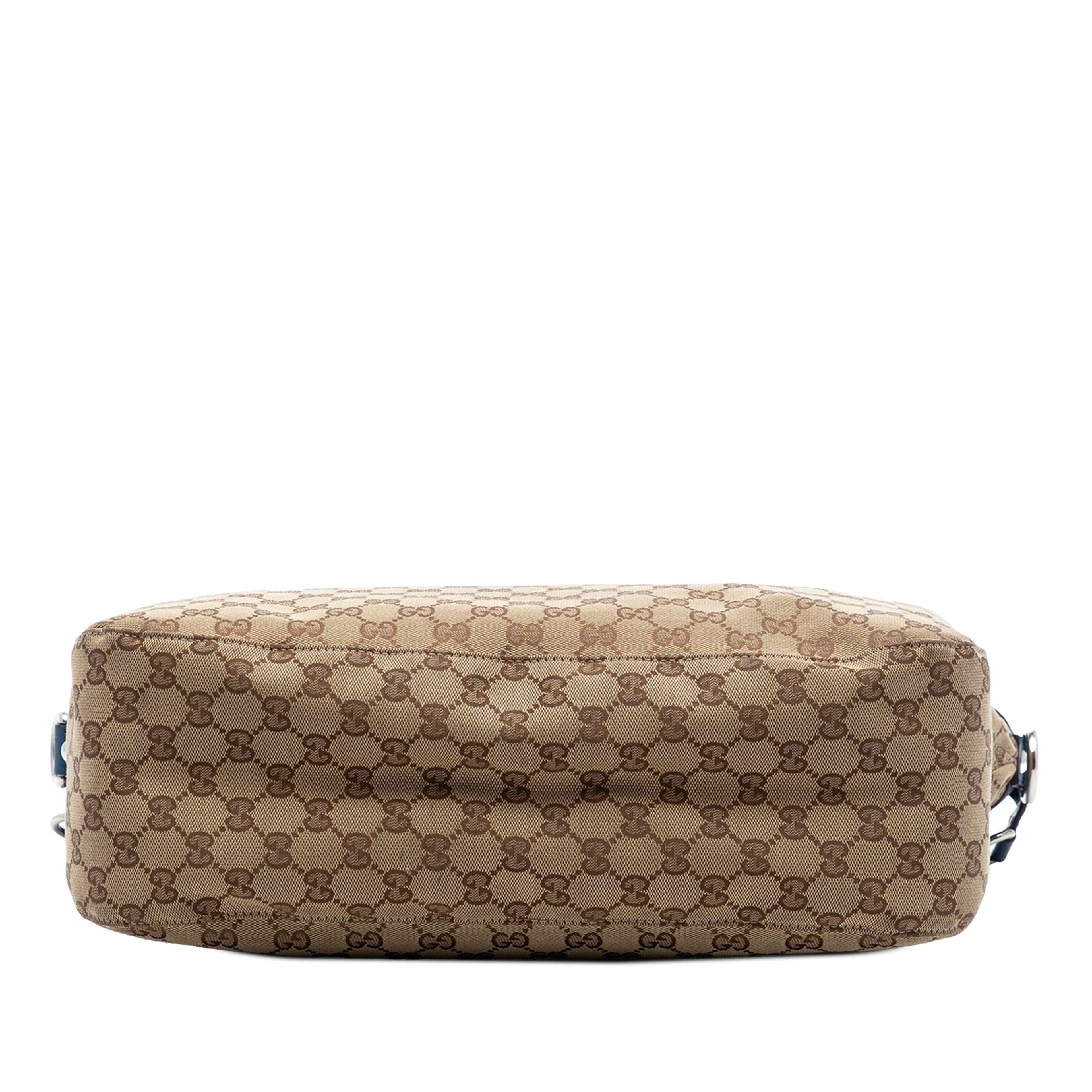 Gucci Large Gg Canvas Icon Bit Satchel, från Luxclusif, i färgen beige. Klicka för att öppna bilden i stort format