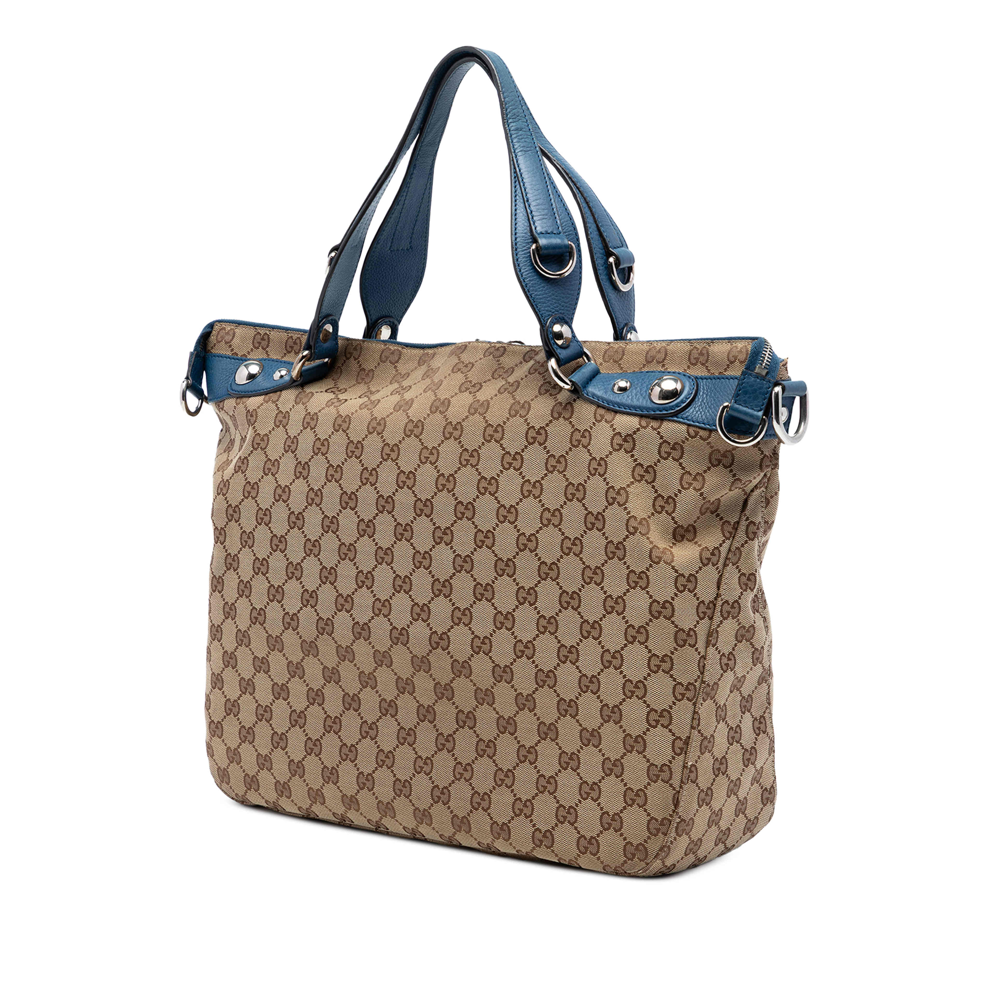 Gucci Large Gg Canvas Icon Bit Satchel, från Luxclusif, i färgen beige. Klicka för att öppna bilden i stort format
