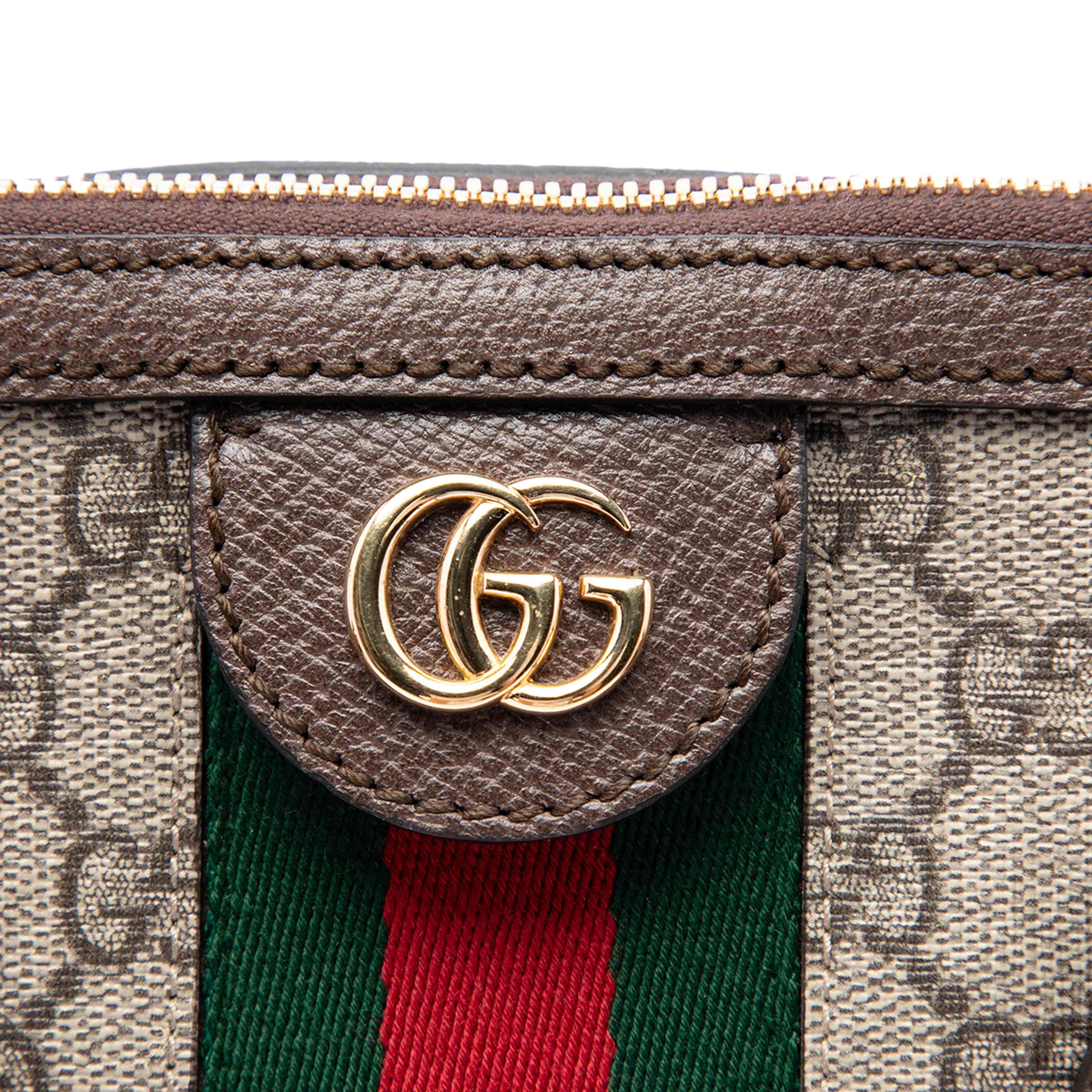 Gucci Medium Gg Supreme Ophidia Web Satchel, från Luxclusif, i färgen beige. Klicka för att öppna bilden i stort format