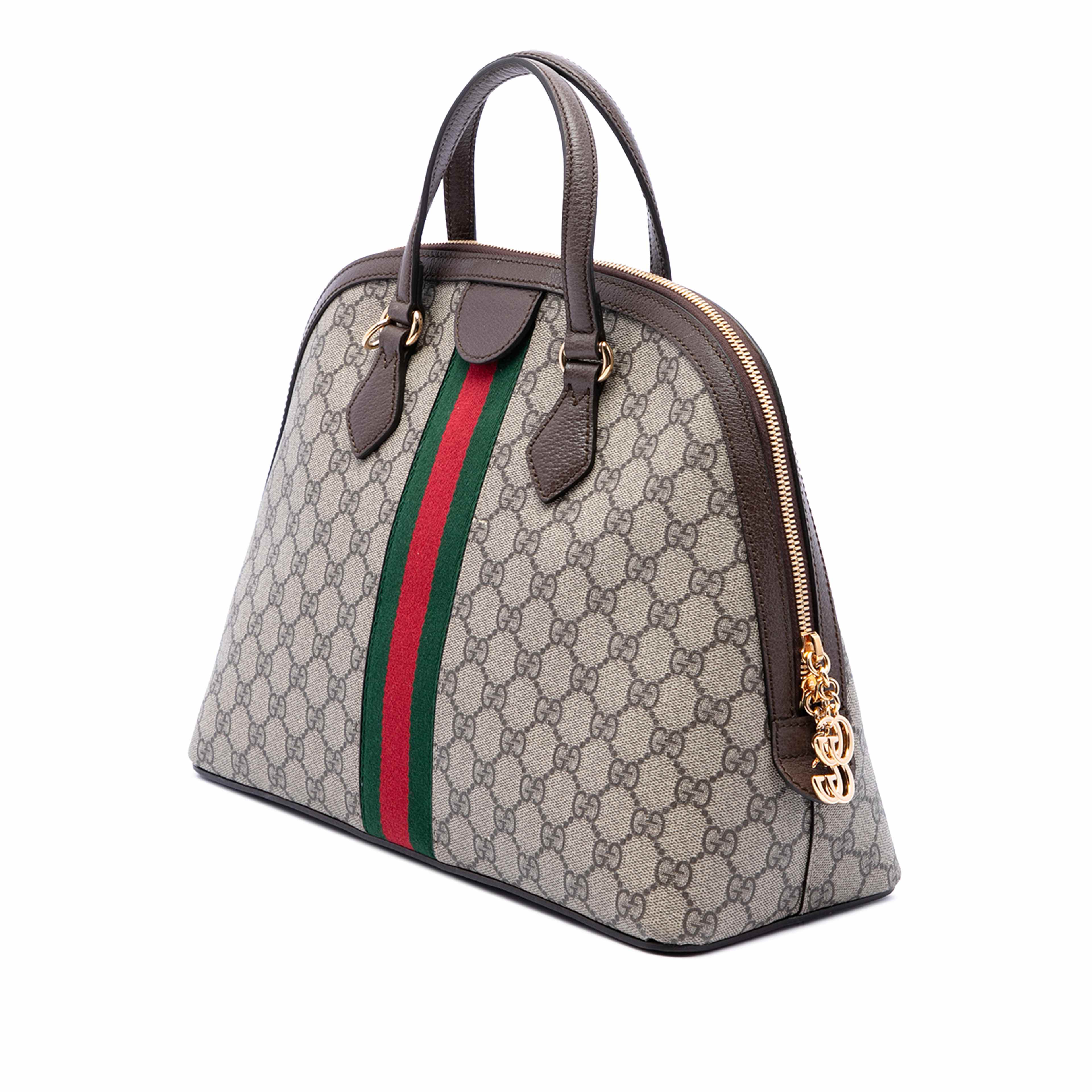 Gucci Medium Gg Supreme Ophidia Web Satchel, från Luxclusif, i färgen beige. Klicka för att öppna bilden i stort format