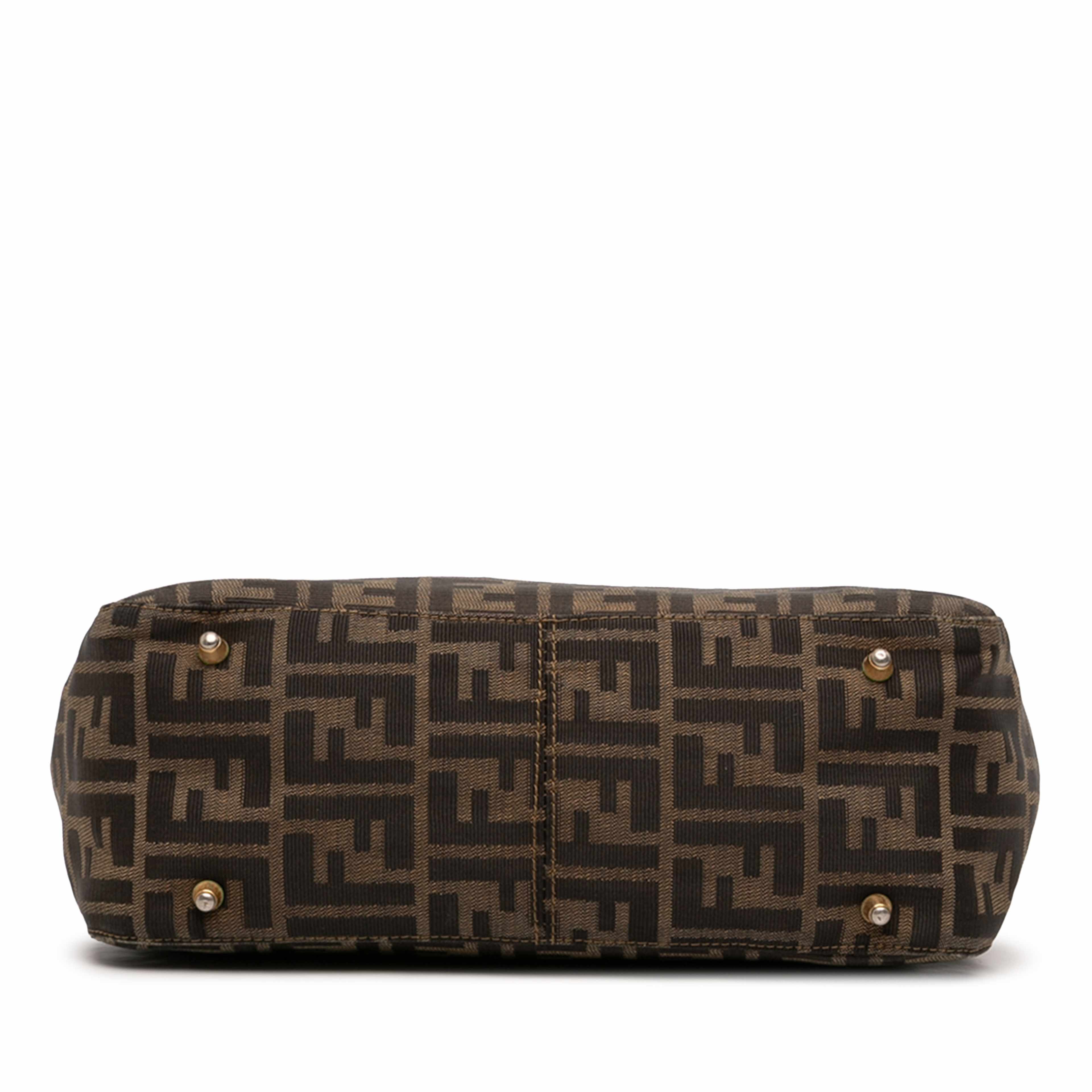 Fendi Small Zucca Canvas Twins Tote, från Luxclusif, i färgen brown. Klicka för att öppna bilden i stort format