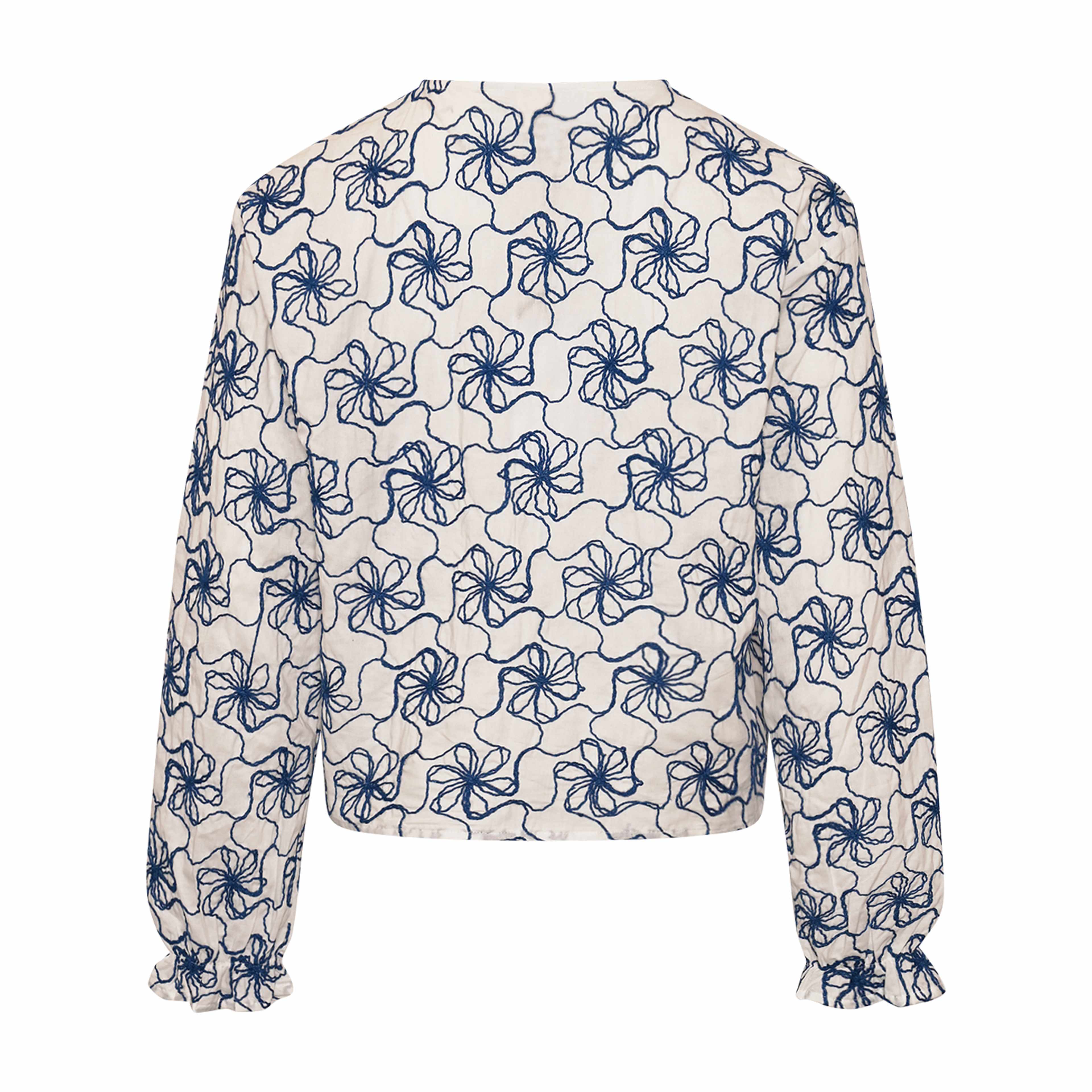 Krisina Blouse - White Blue Combo