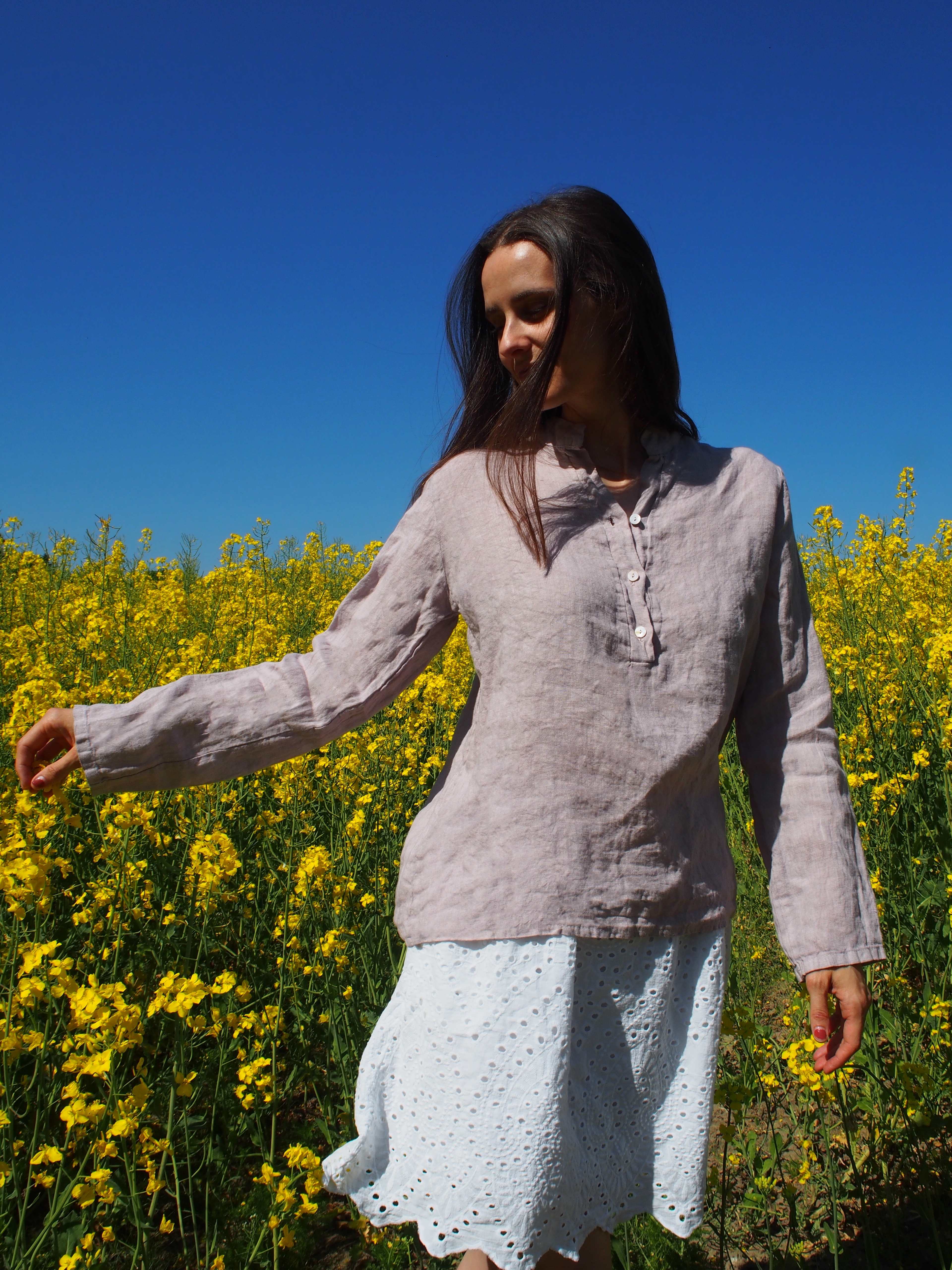 Hildur, Blouse, Linen - Dust Lavender