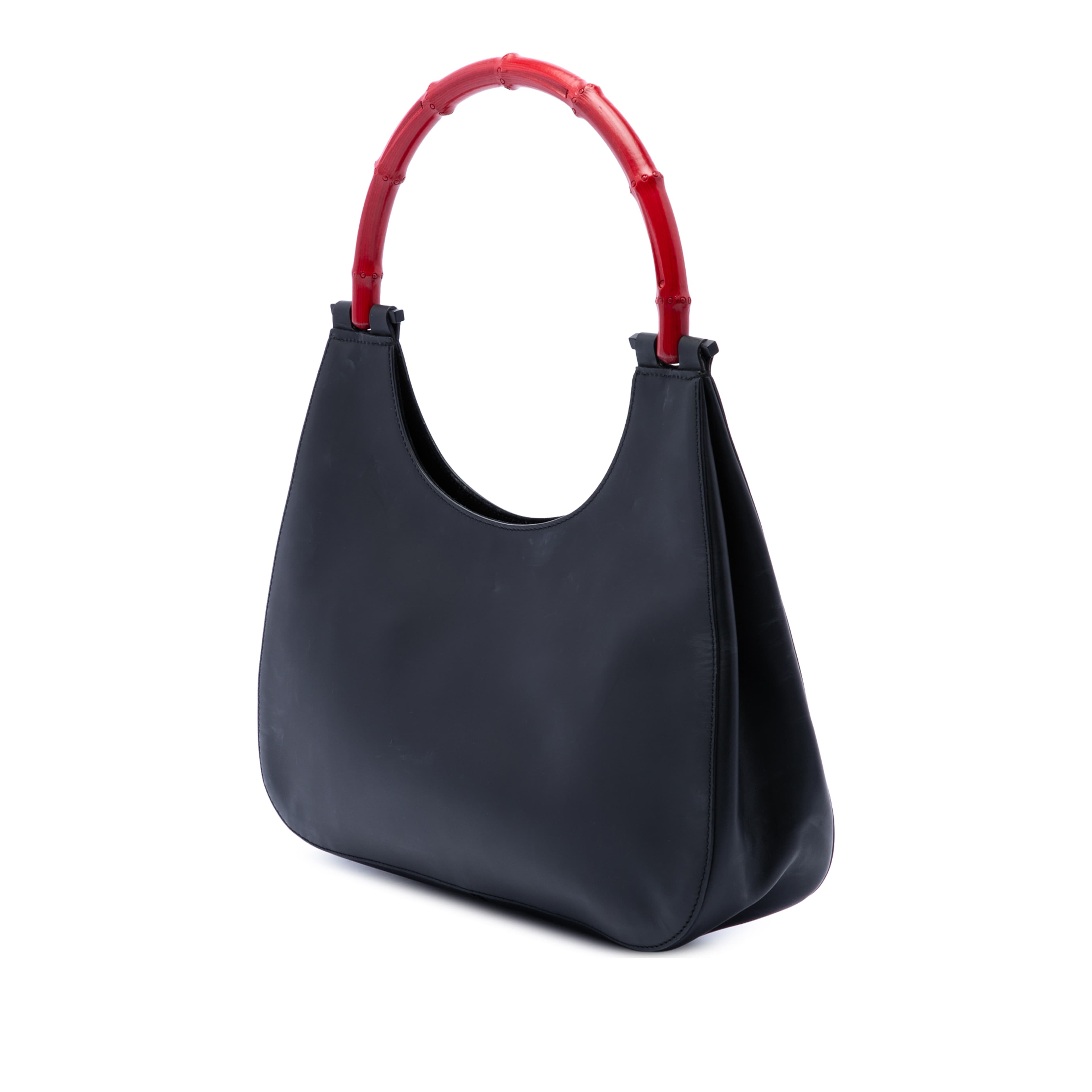 Gucci Calfskin Bamboo Handbag, från Luxclusif, i färgen svart. Klicka för att öppna bilden i stort format