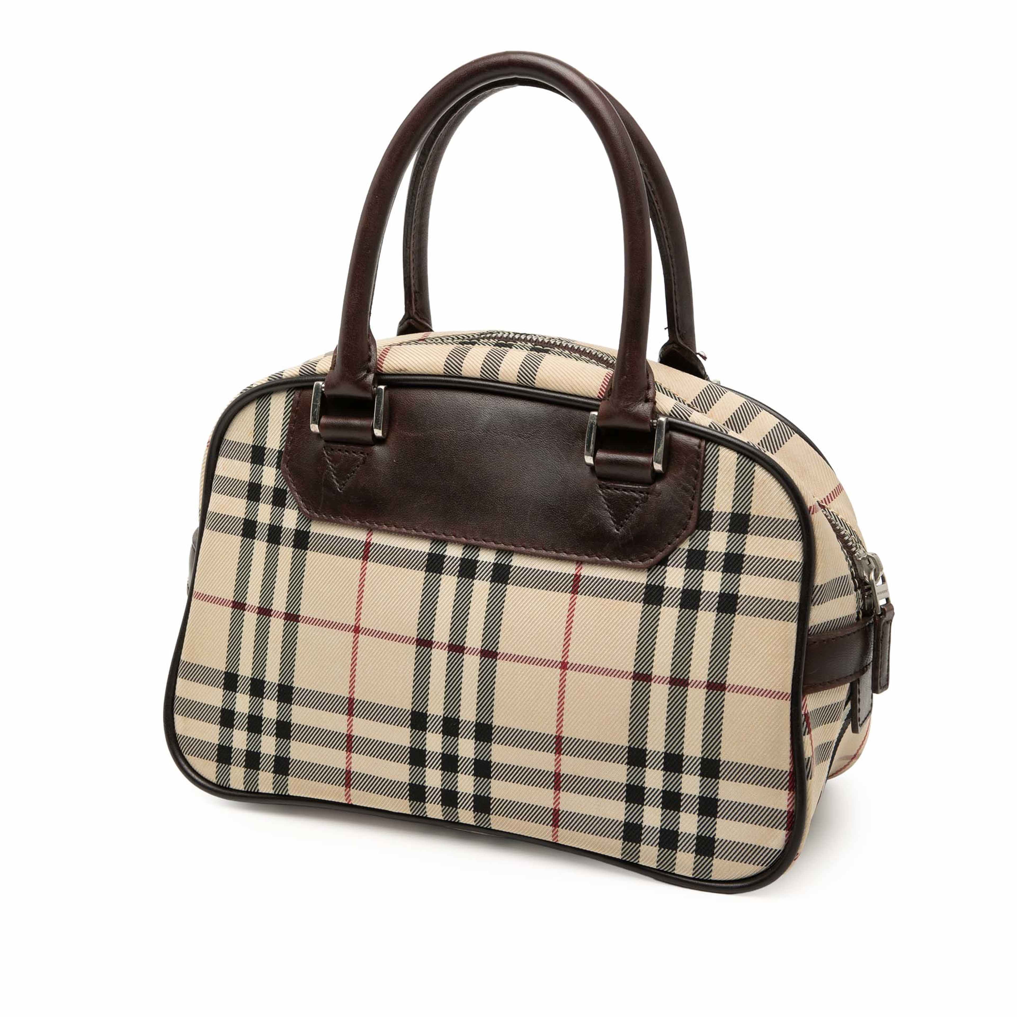Burberry House Check Canvas Handbag, från Luxclusif, i färgen beige. Klicka för att öppna bilden i stort format