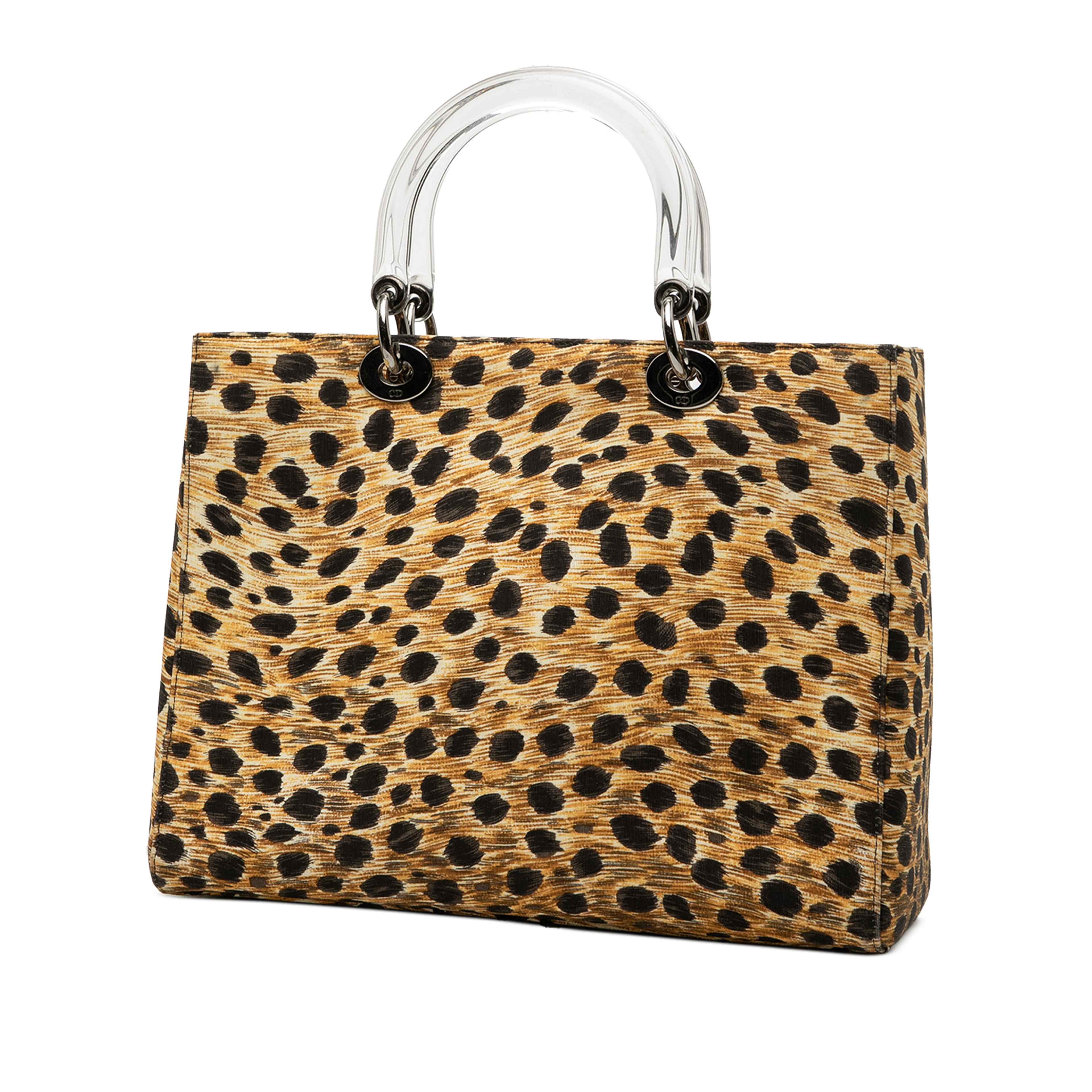 Dior Large Canvas Leopard Print Lady Dior, från Luxclusif, i färgen brown. Klicka för att öppna bilden i stort format
