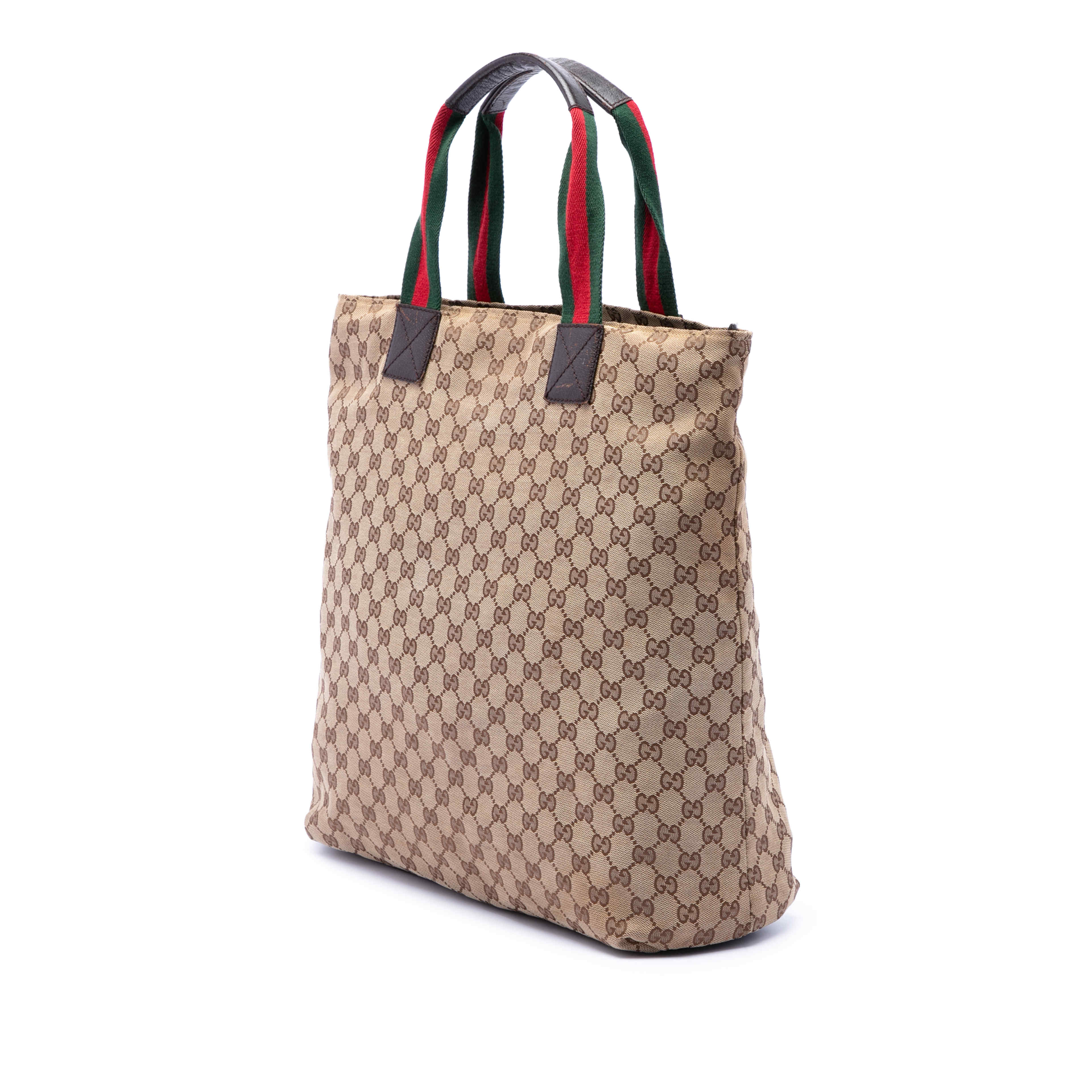 Gucci Gg Canvas Web Vertical Tote, från Luxclusif, i färgen beige. Klicka för att öppna bilden i stort format
