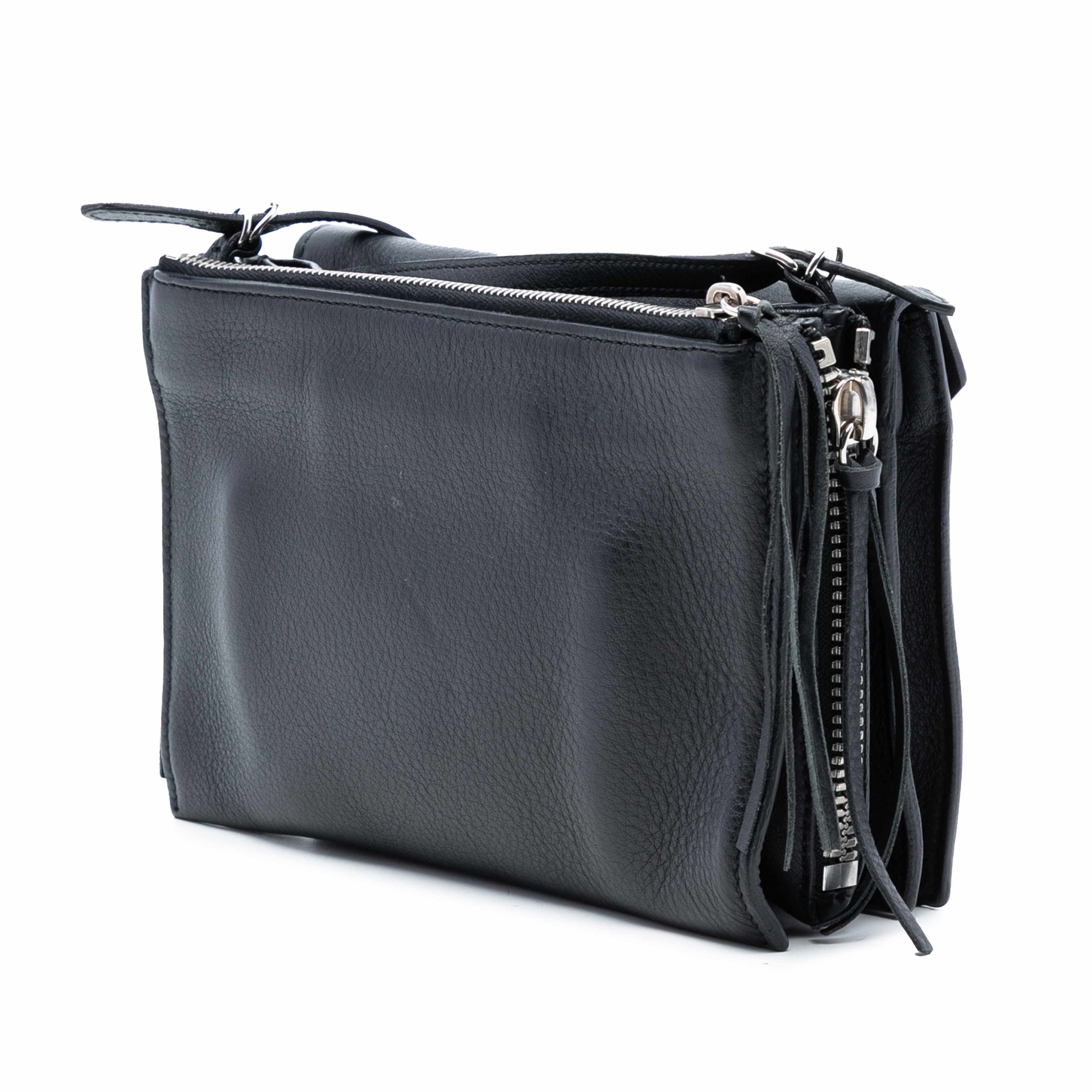 Balenciaga Leather Papier Triple Zip Around Xs Crossbody, från Luxclusif, i färgen black. Klicka för att öppna bilden i stort format