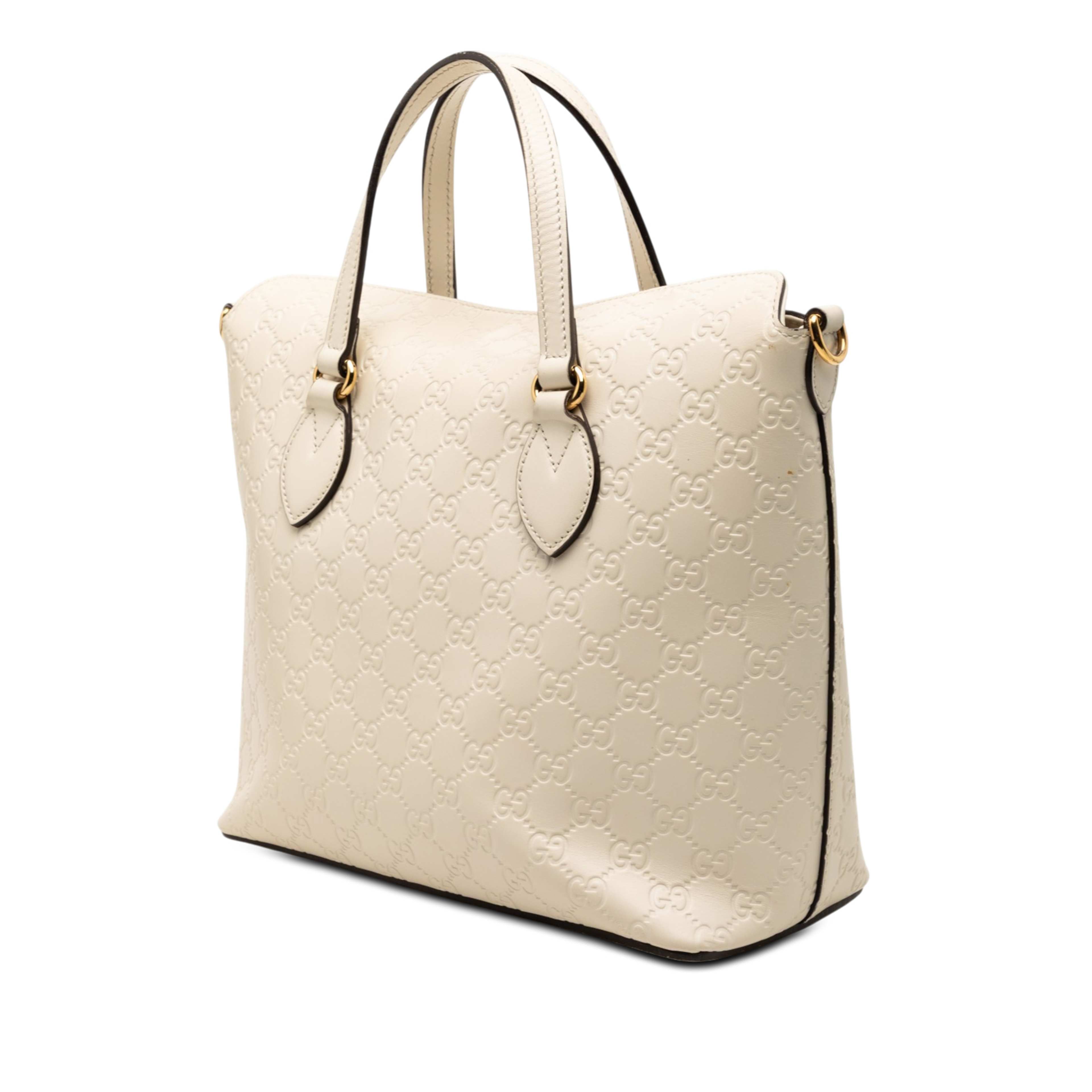 Gucci Guccissima Linea A Fold Over Satchel, från Luxclusif, i färgen brun. Klicka för att öppna bilden i stort format