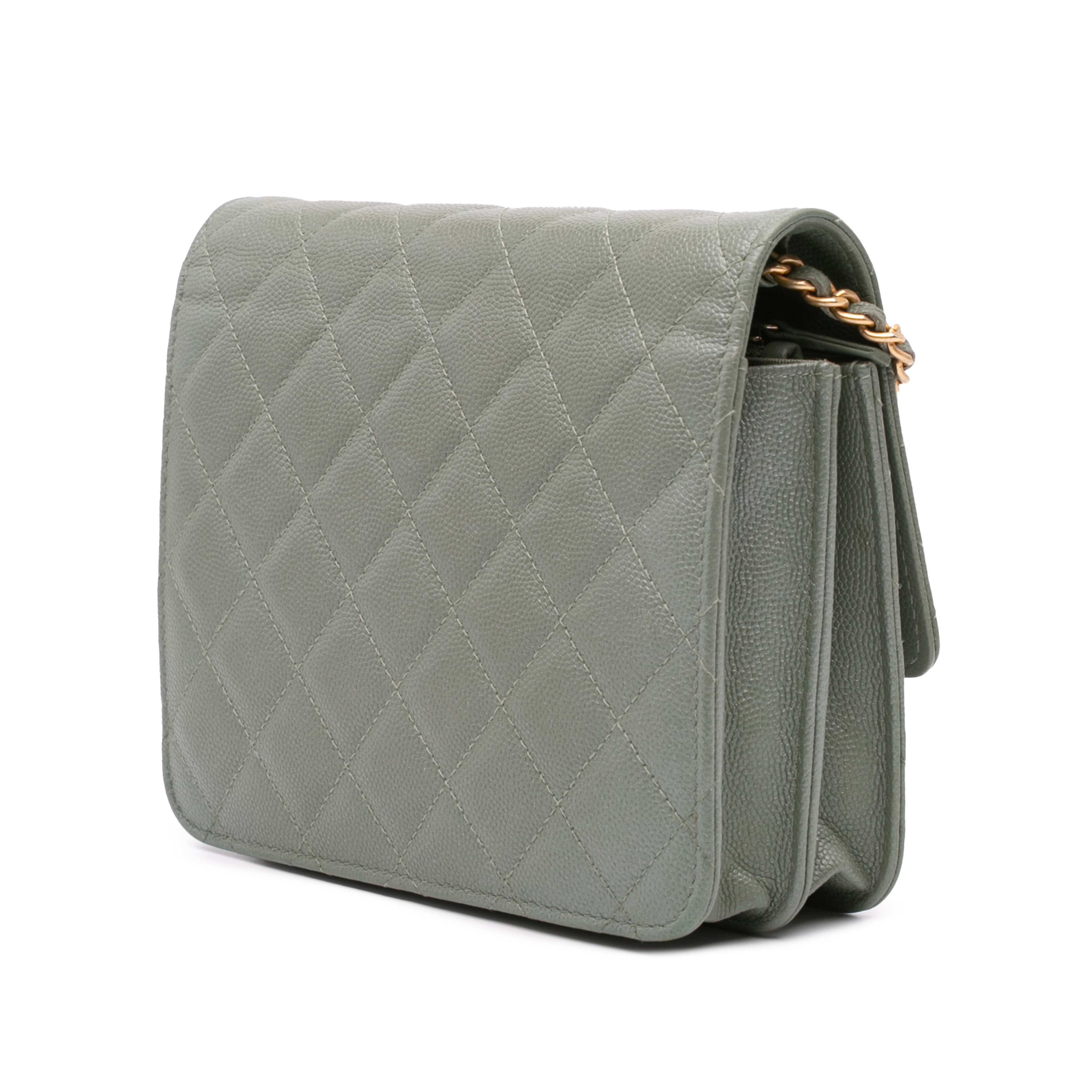 Chanel Quilted Caviar Square Wallet On Chain