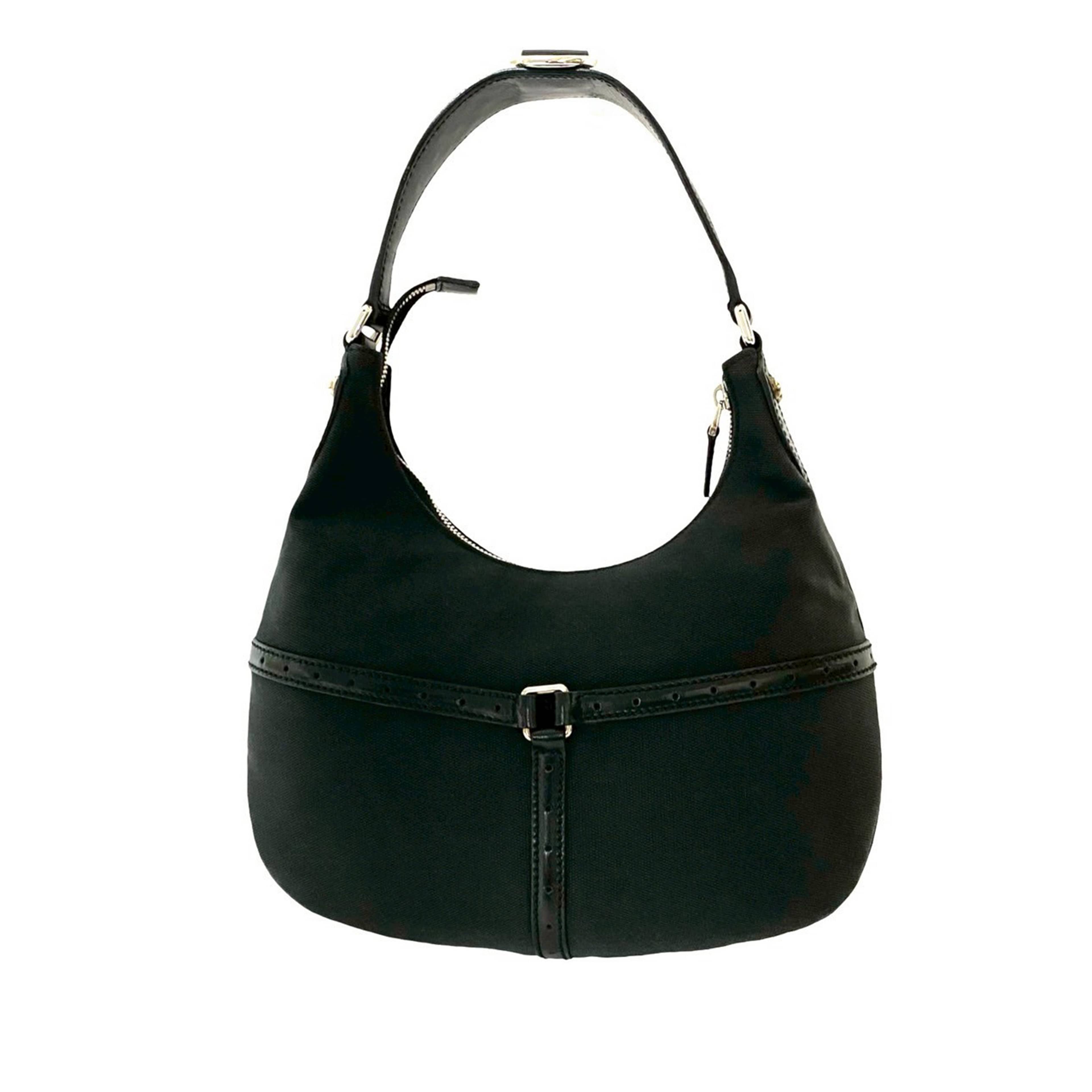 Gucci Canvas Reins Hobo, från Luxclusif, i färgen black. Klicka för att öppna bilden i stort format