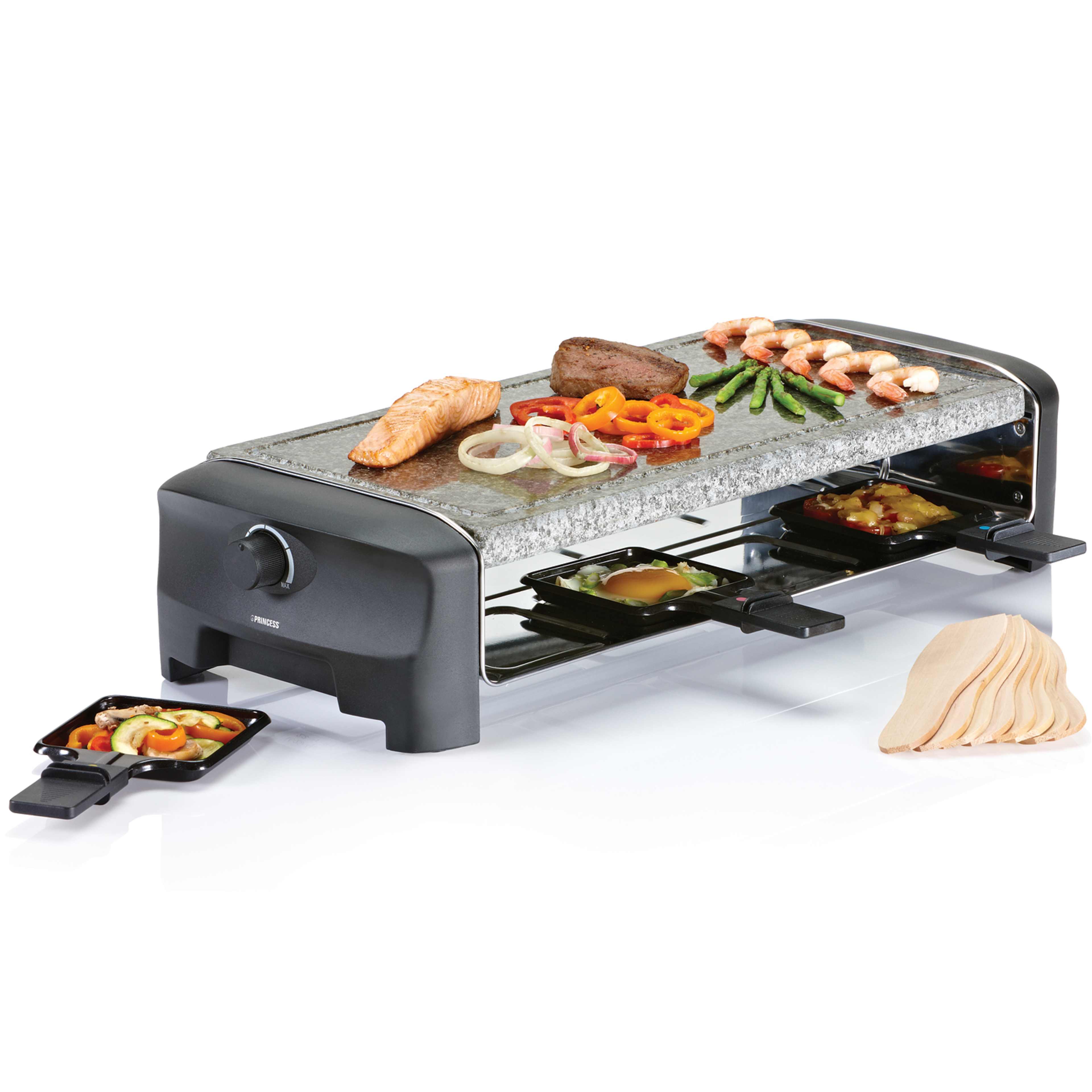 Raclette 8 Stone Grill Party, från Princess, i färgen svart. Klicka för att öppna bilden i stort format
