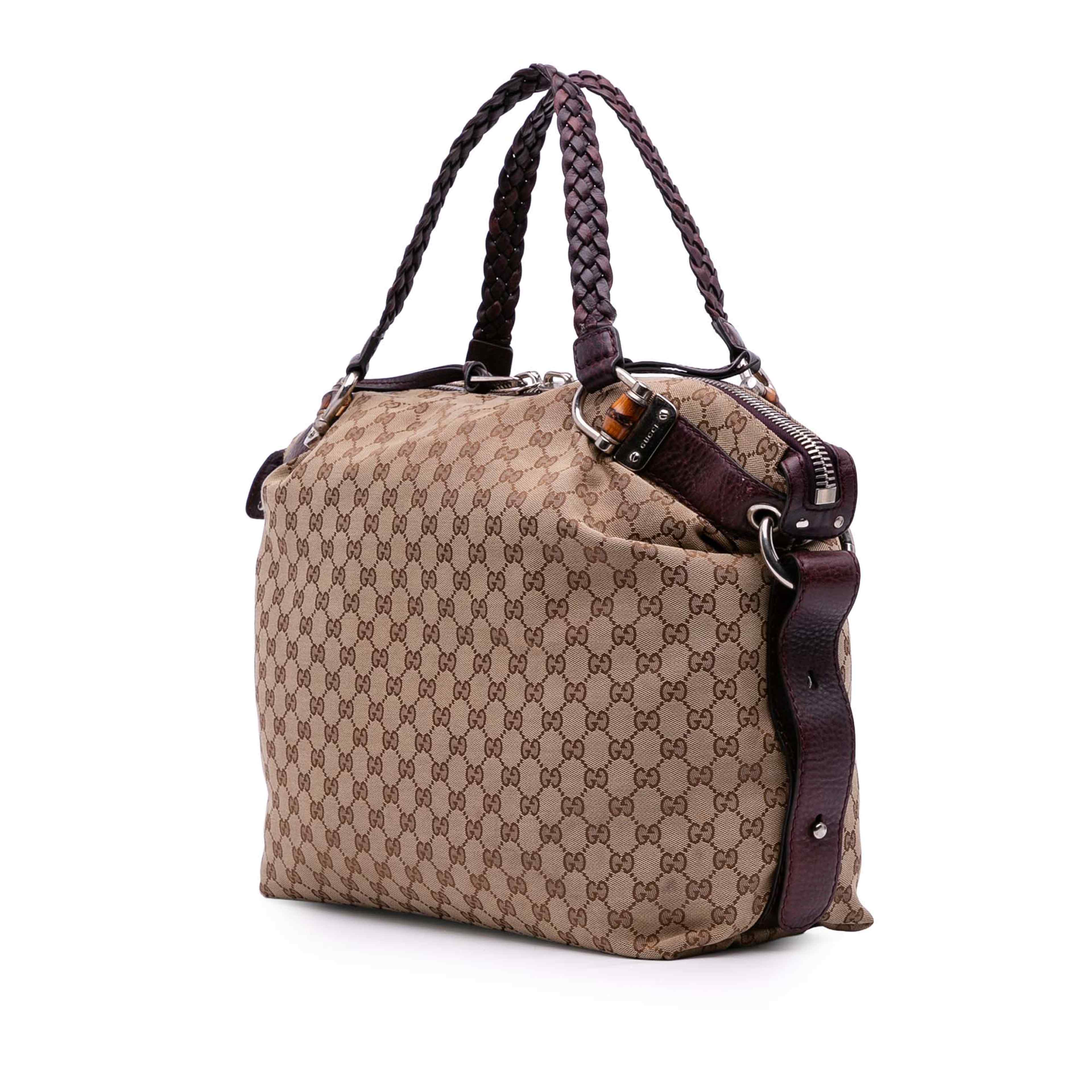 Gucci Large Gg Canvas Bamboo Bar Tote, från Luxclusif, i färgen beige.