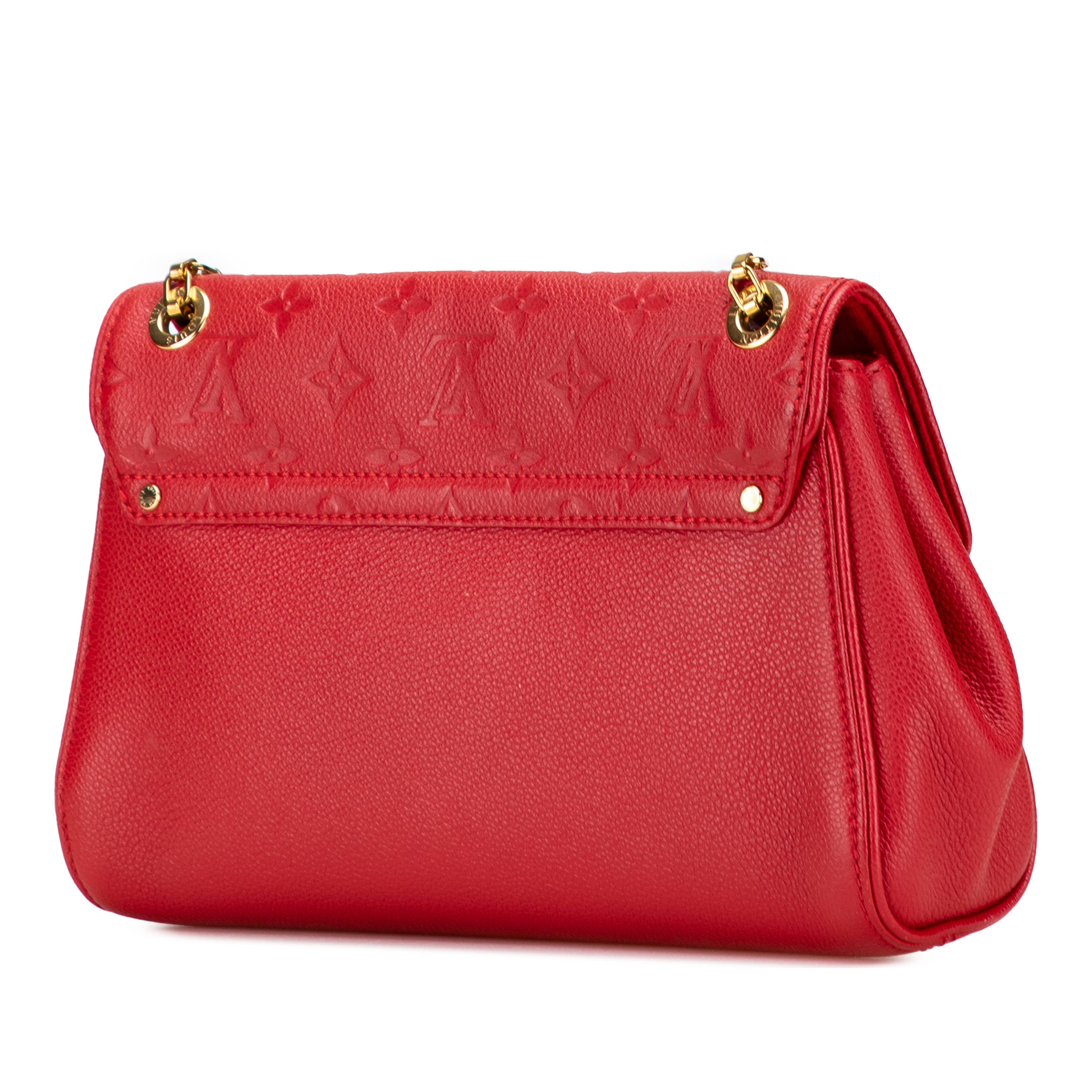 Louis Vuitton Monogram Empreinte Saint Germain Pm, från Luxclusif, i färgen röd. Klicka för att öppna bilden i stort format