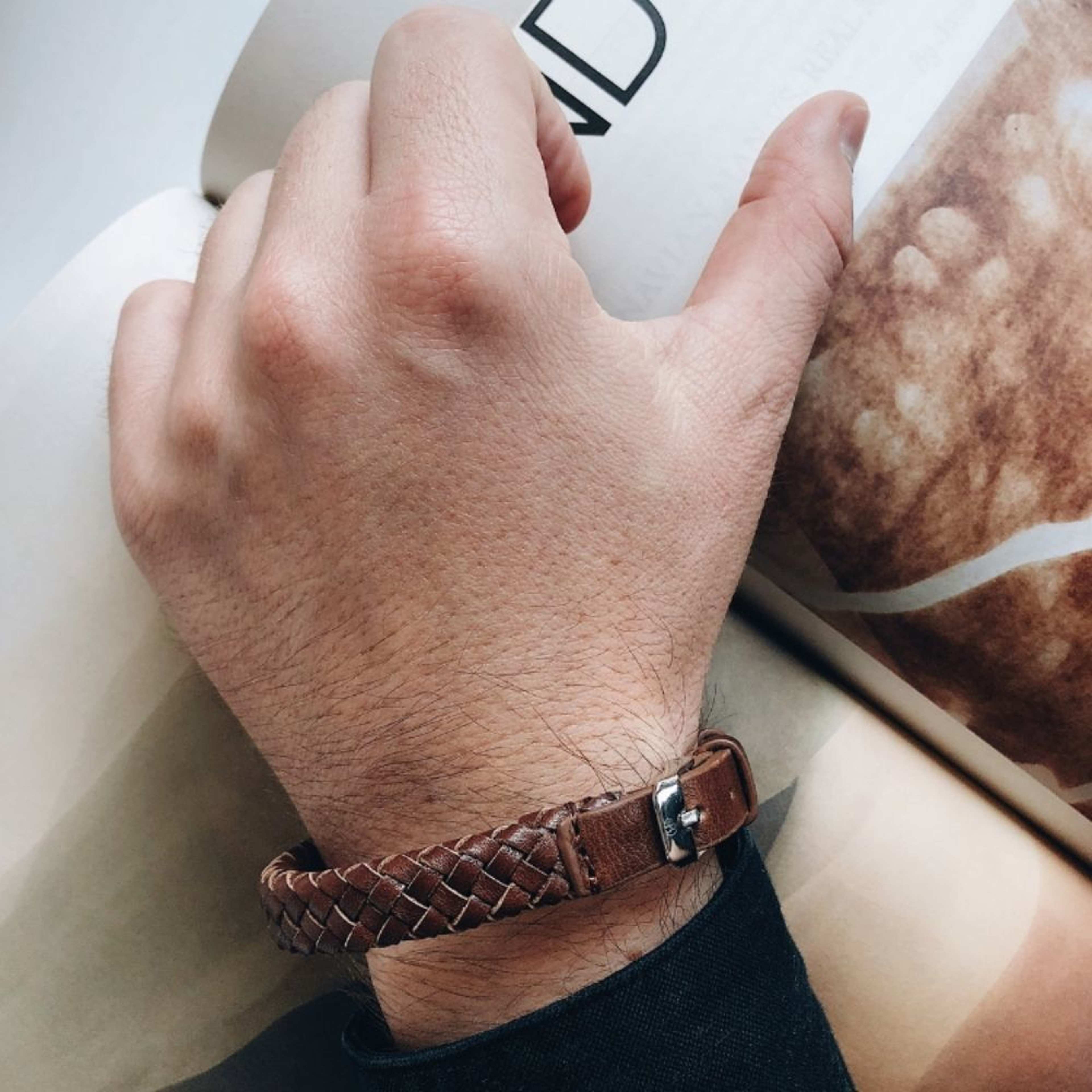 Link Leather Bracelet Black