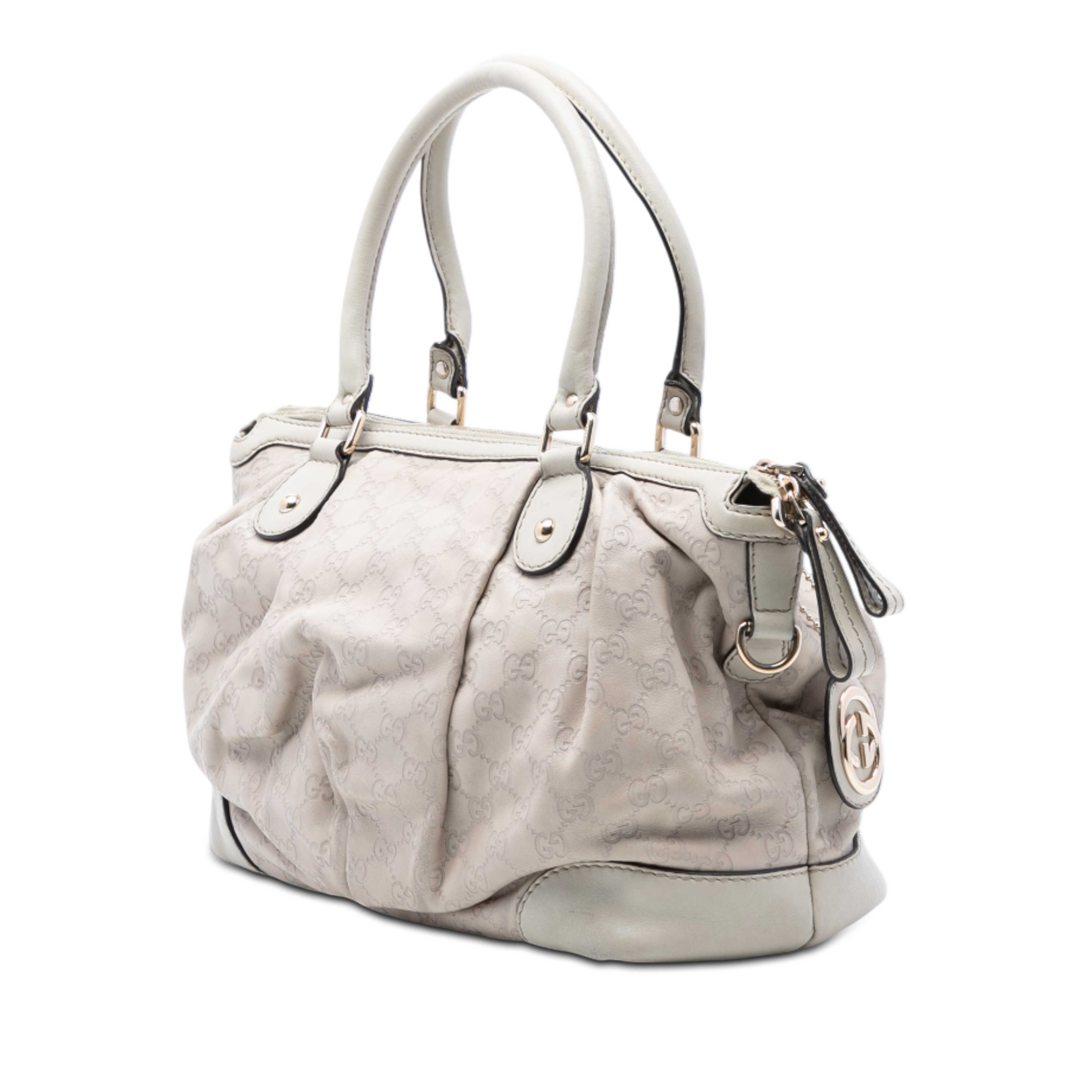 Gucci Guccissima Sukey Satchel, från Luxclusif, i färgen white. Klicka för att öppna bilden i stort format