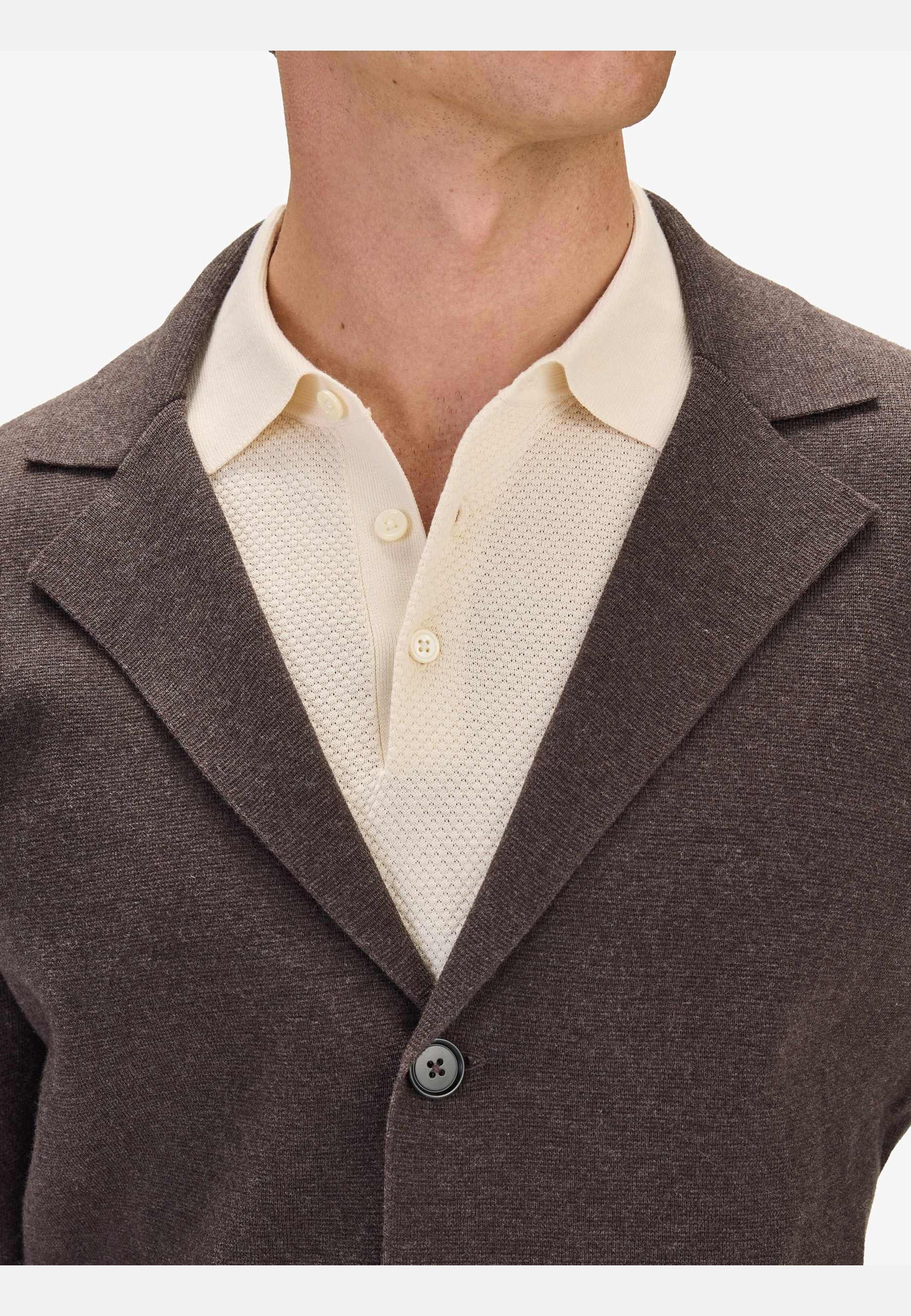 Cotton Knitted Jacket (rion), från John Henric, i färgen dark brown. Klicka för att öppna bilden i stort format