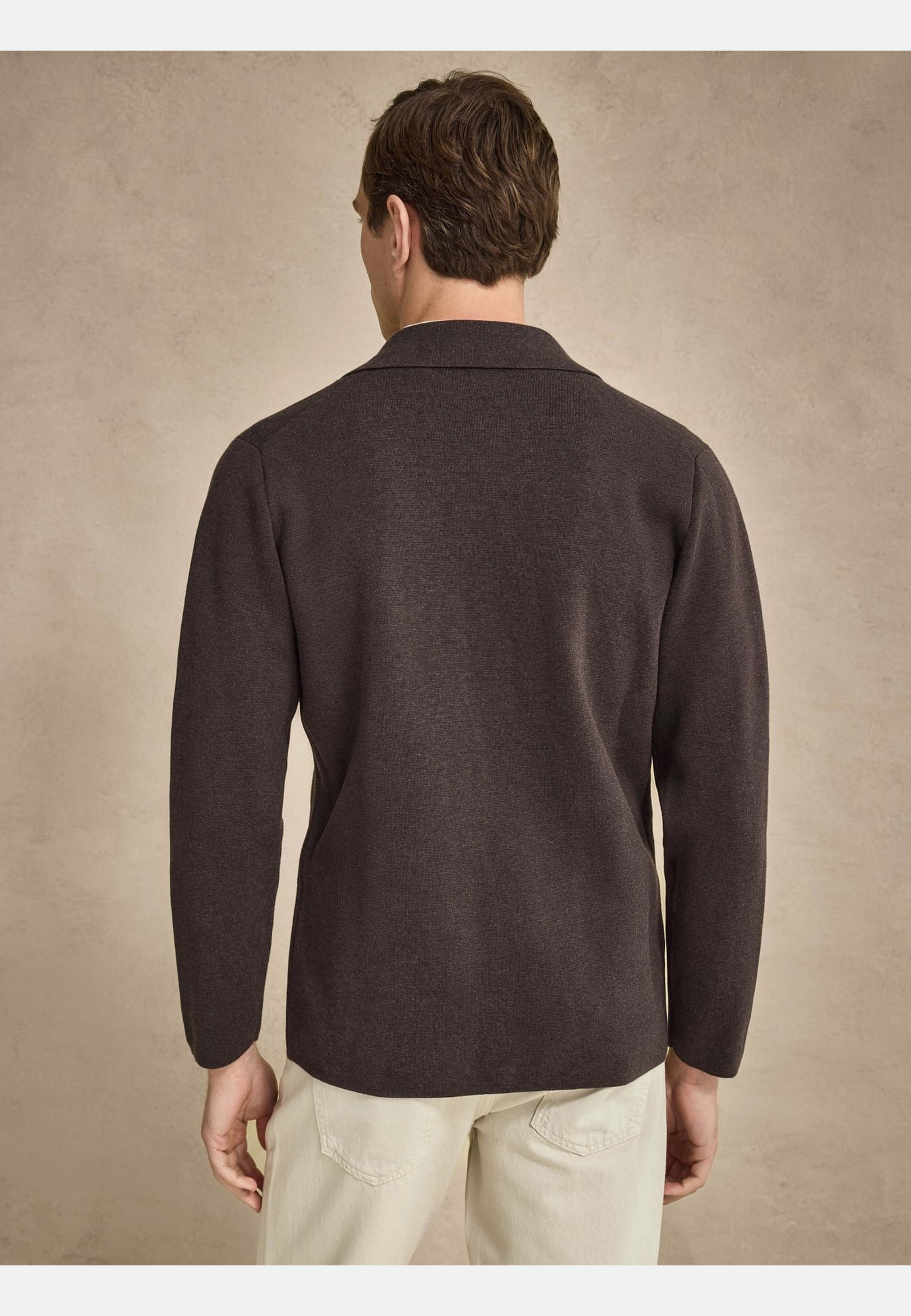 Cotton Knitted Jacket, från John Henric, i färgen dark brown. Klicka för att öppna bilden i stort format