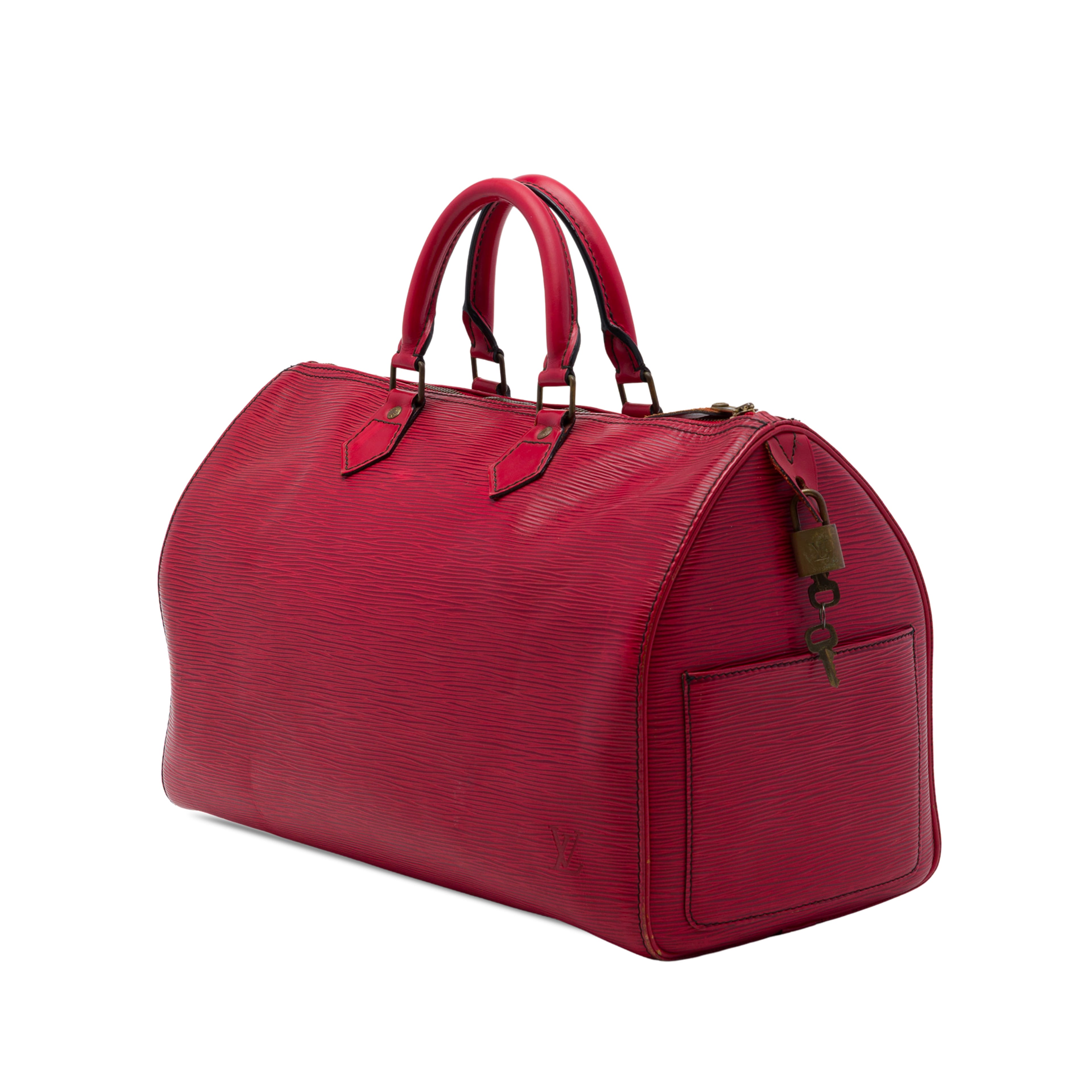 Louis Vuitton Epi Speedy 35, från Luxclusif, i färgen röd. Klicka för att öppna bilden i stort format