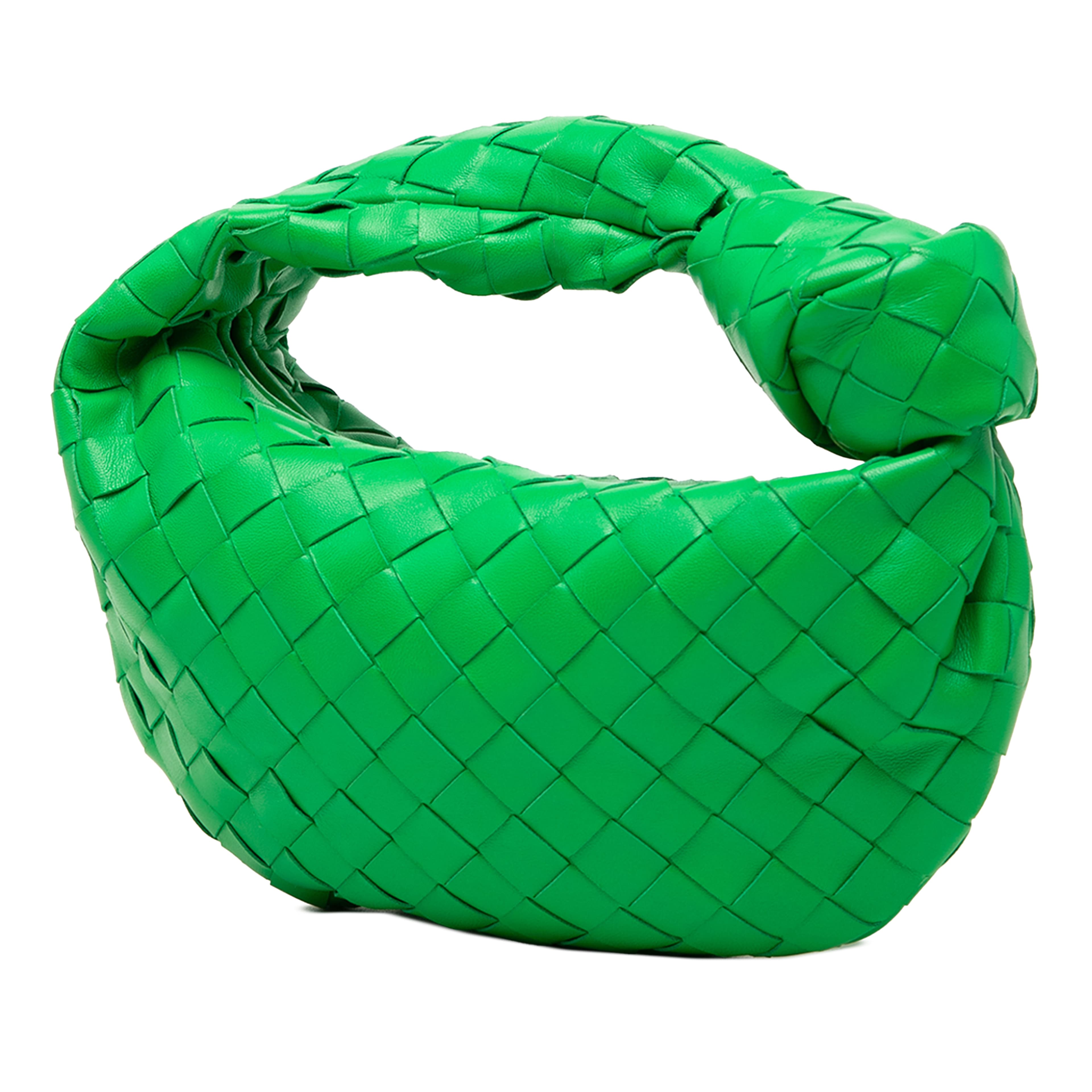 Bottega Veneta Mini Nappa Intrecciato Jodie, från Luxclusif, i färgen grön. Klicka för att öppna bilden i stort format