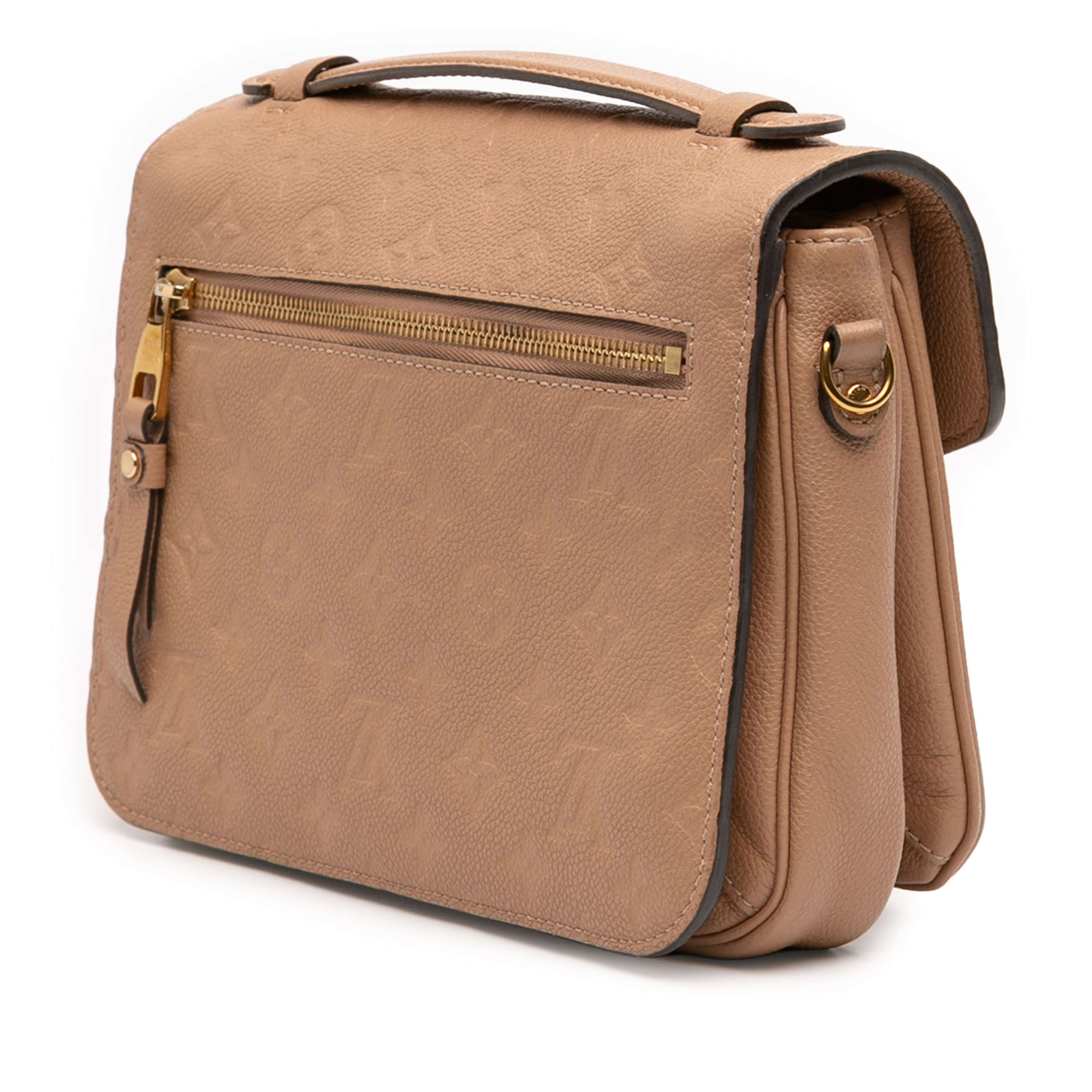 Louis Vuitton Monogram Empreinte Pochette Metis, från Luxclusif, i färgen beige. Klicka för att öppna bilden i stort format