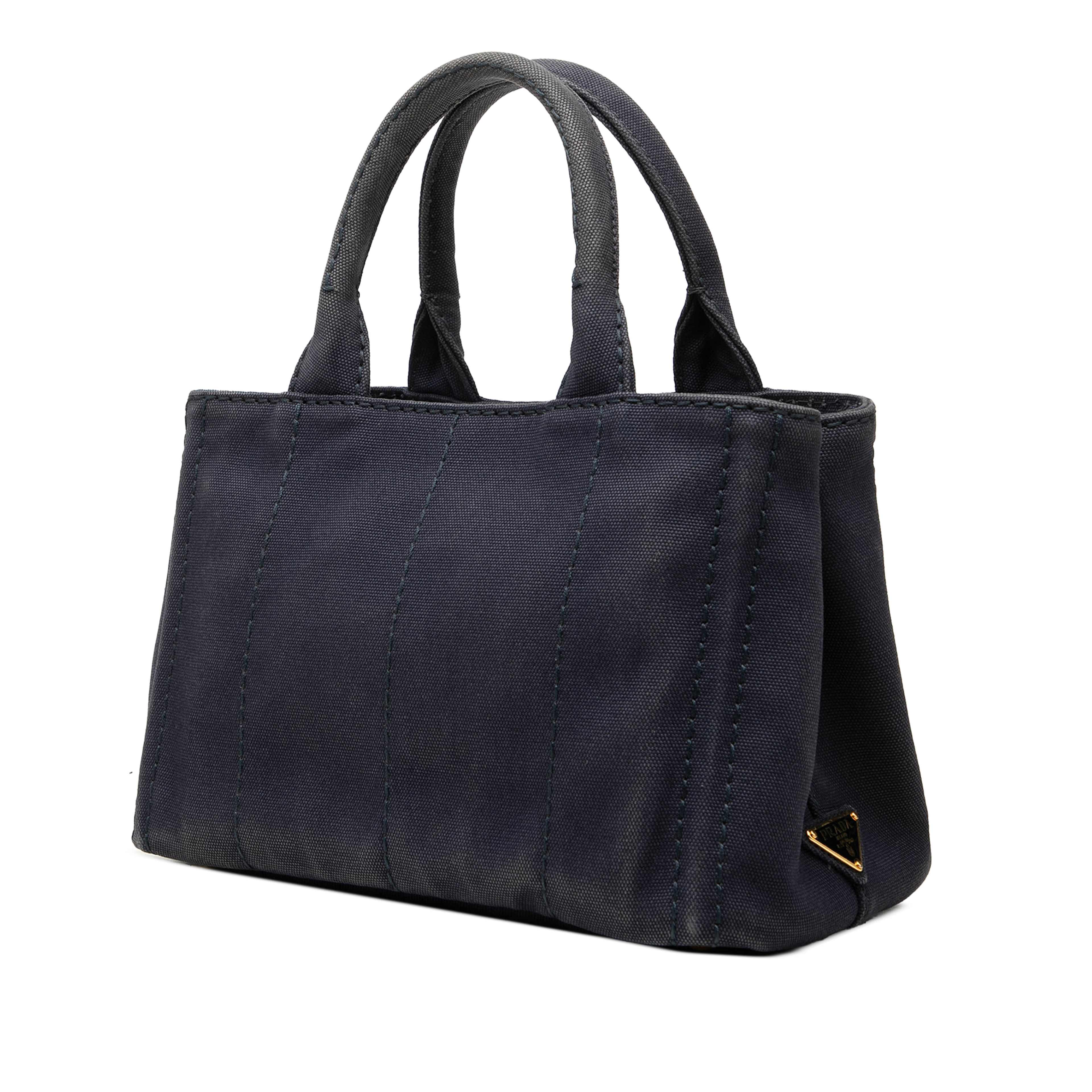 Prada Small Canvas Canapa Logo Tote, från Luxclusif, i färgen blå. Klicka för att öppna bilden i stort format