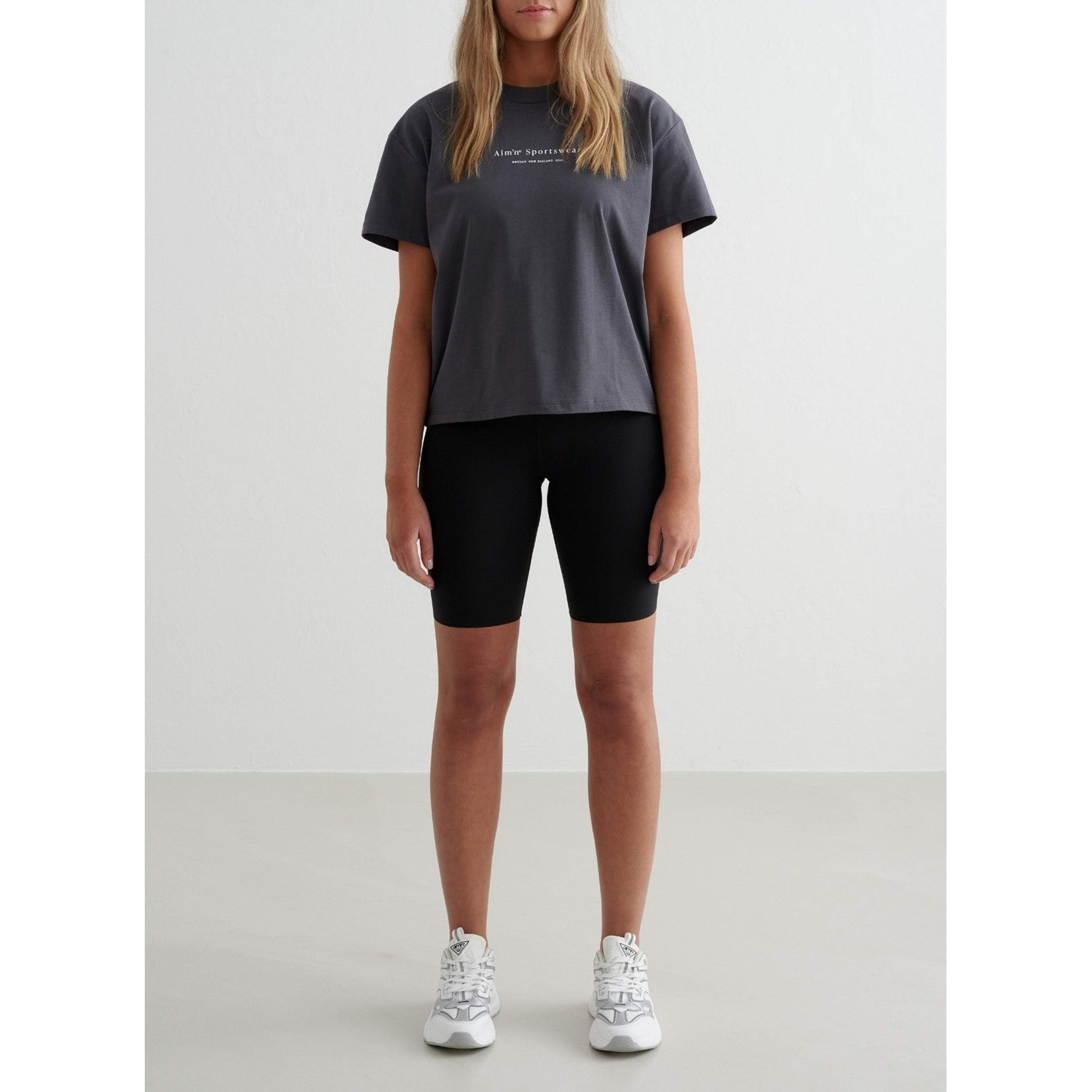 Shadow Grey Serif Boxy T-shirt