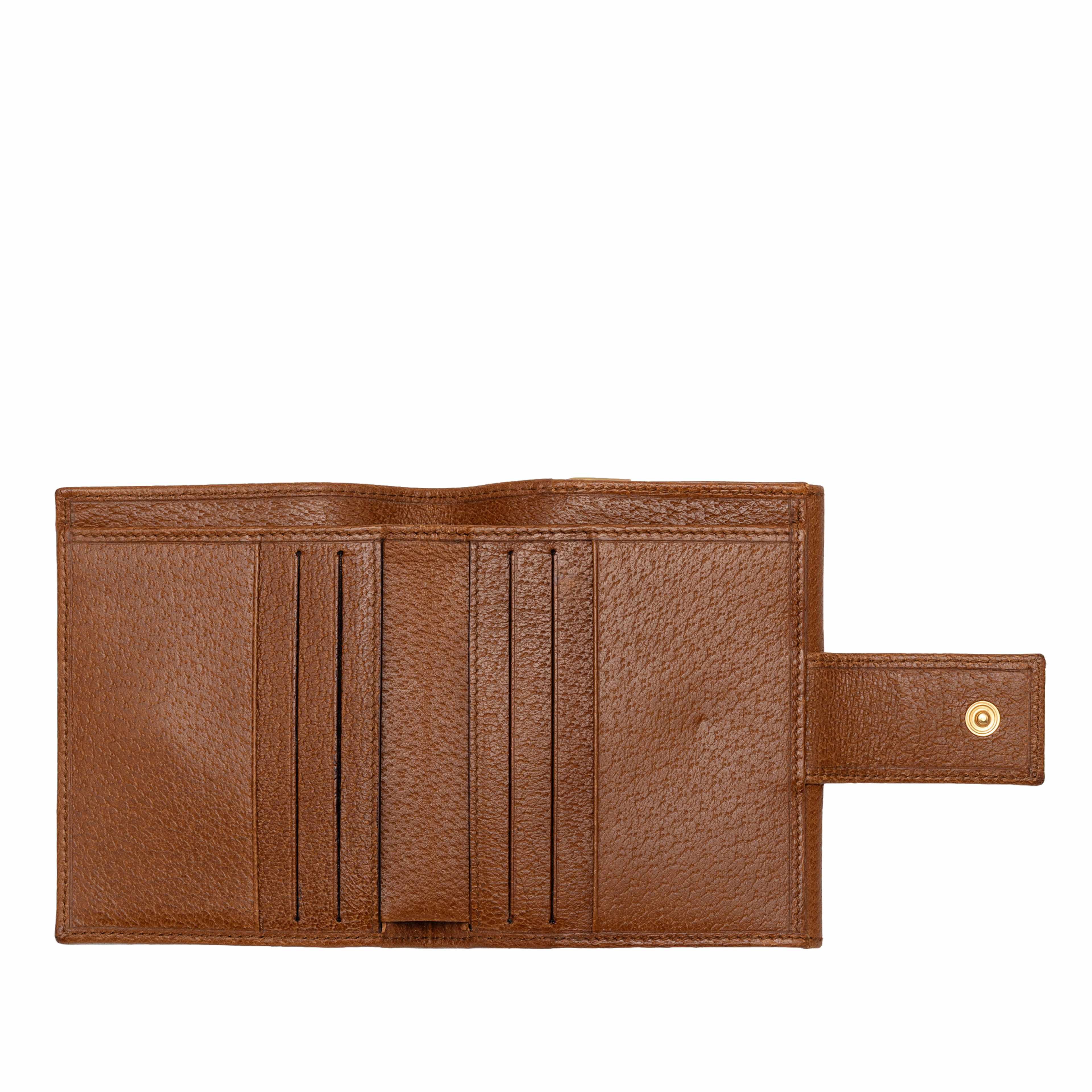 Gucci Calfskin French Flap Wallet, från Luxclusif, i färgen brun. Klicka för att öppna bilden i stort format