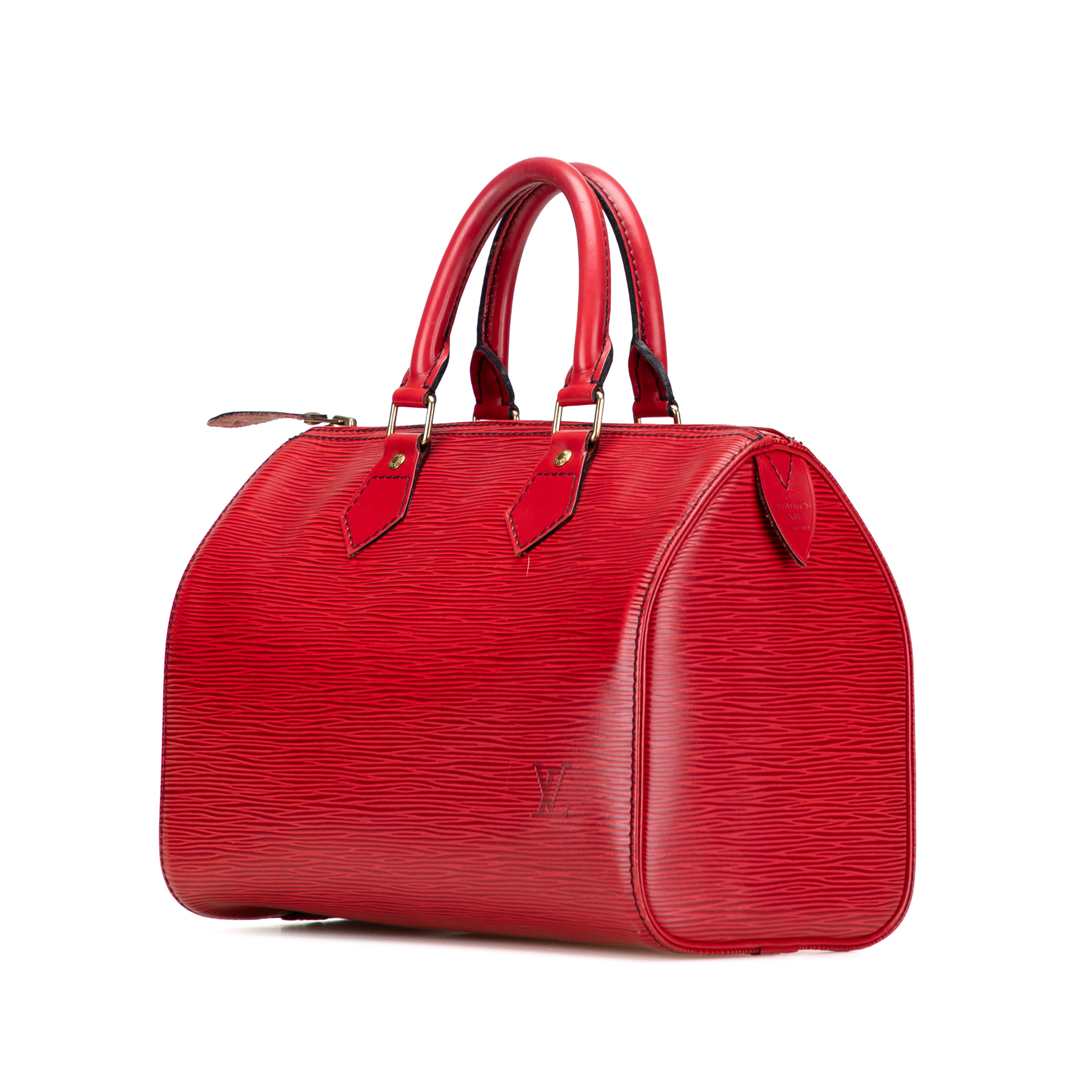 Louis Vuitton Epi Speedy 25, från Luxclusif, i färgen red. Klicka för att öppna bilden i stort format