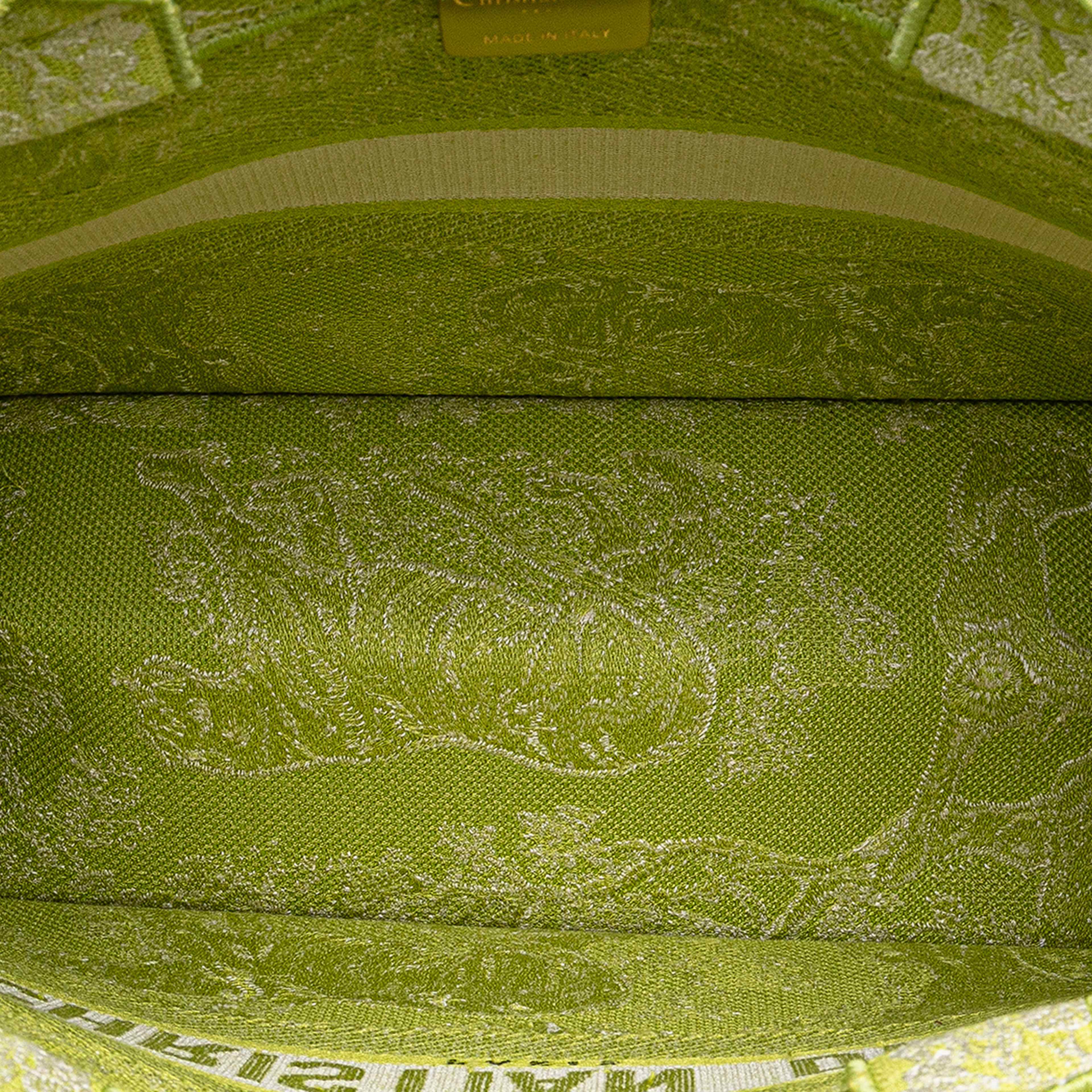 Dior Medium Canvas Embroidered Dioriviera Toile De Jouy Book Tote, från Luxclusif, i färgen light green. Klicka för att öppna bilden i stort format