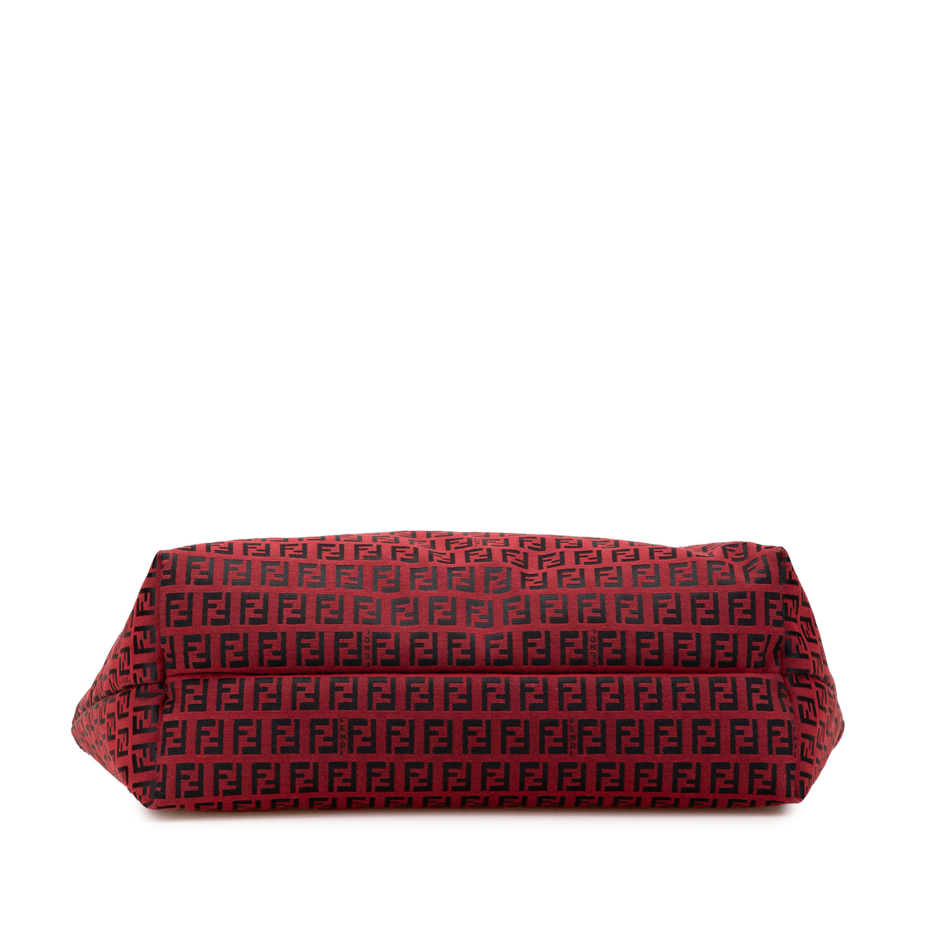 Fendi Medium Zucchino Canvas Roll Tote, från Luxclusif, i färgen röd. Klicka för att öppna bilden i stort format