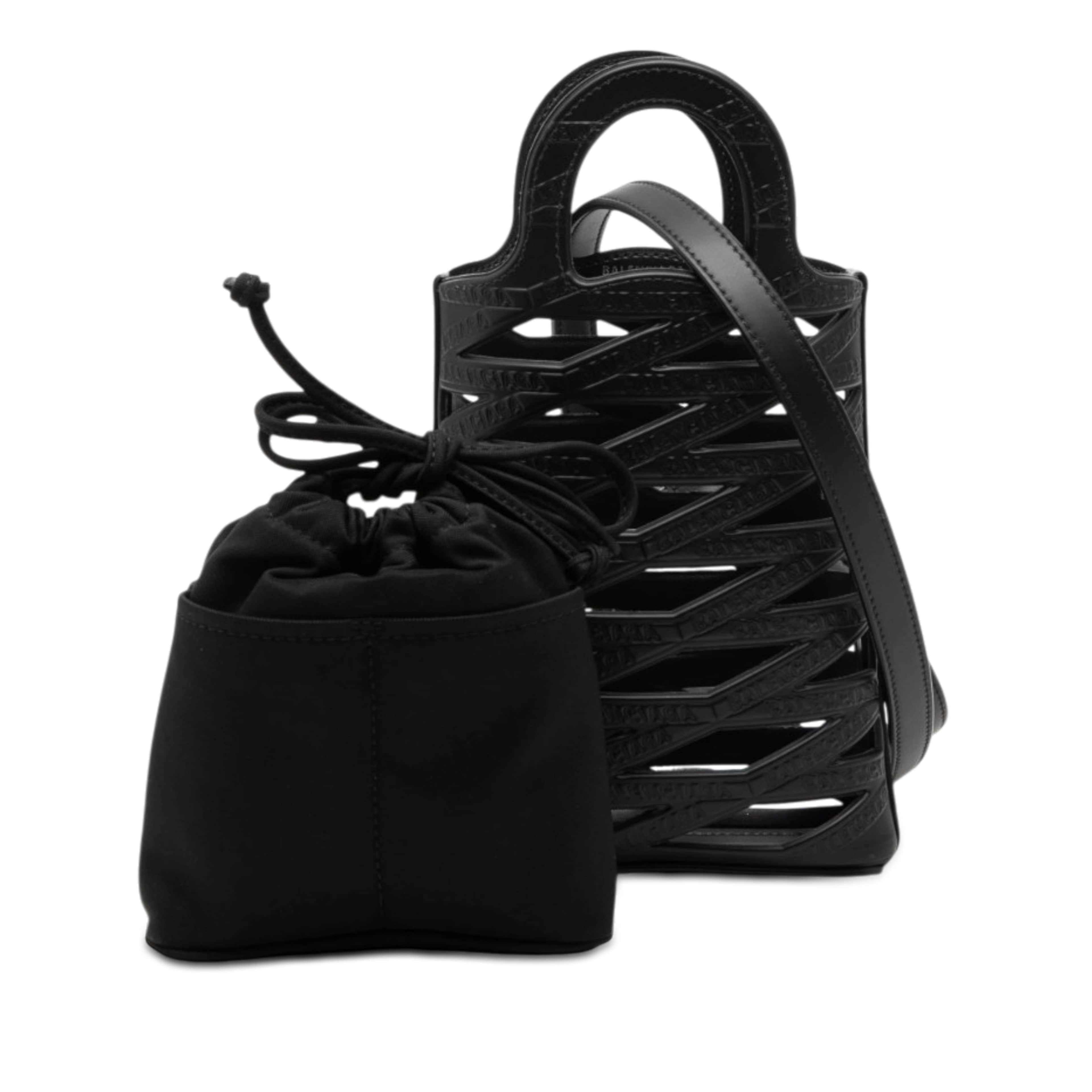 Balenciaga Leather Neo Basket Phone Holder, från Luxclusif, i färgen svart. Klicka för att öppna bilden i stort format