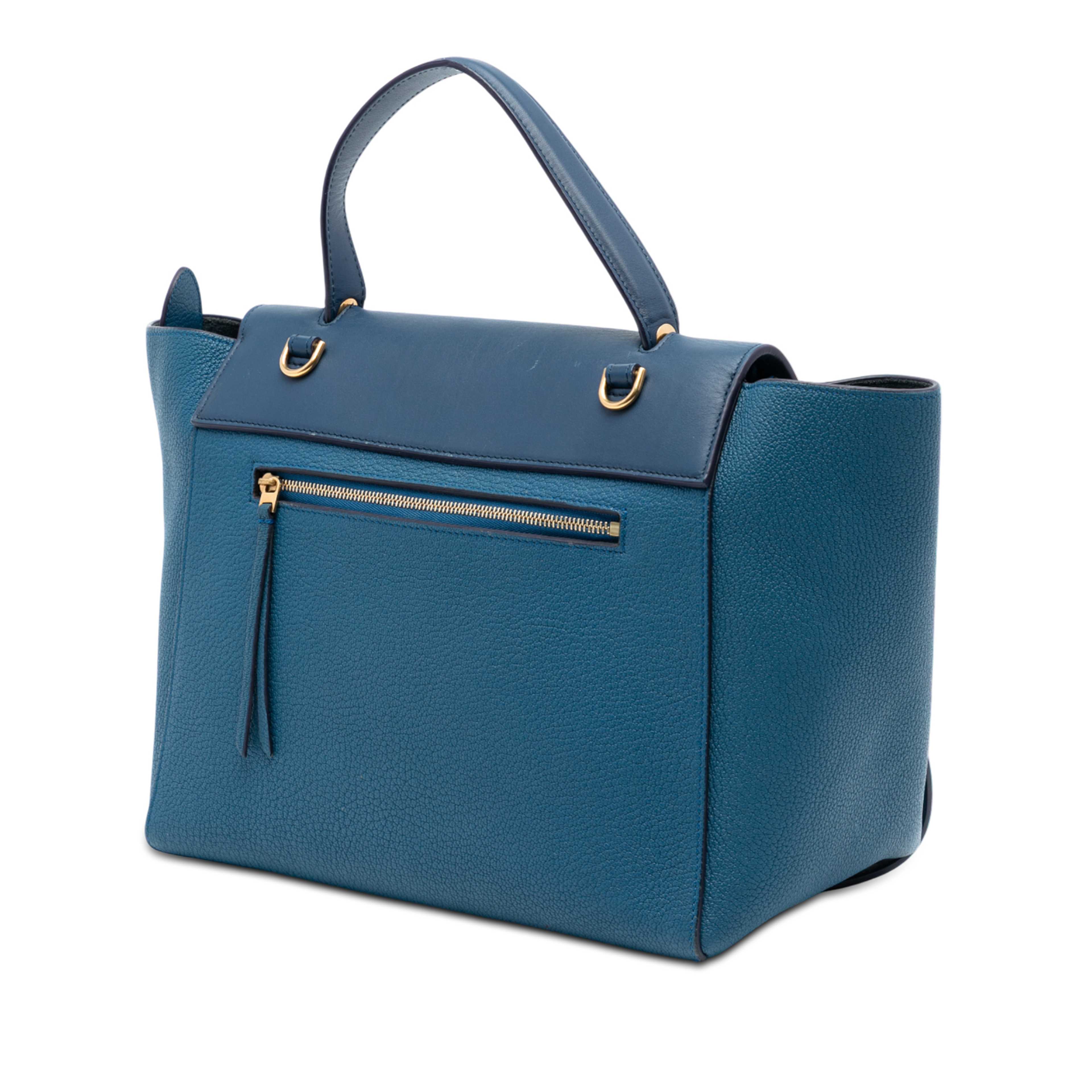 Celine Mini Grained And Smooth Calfskin Belt Bag, från Luxclusif, i färgen blue. Klicka för att öppna bilden i stort format