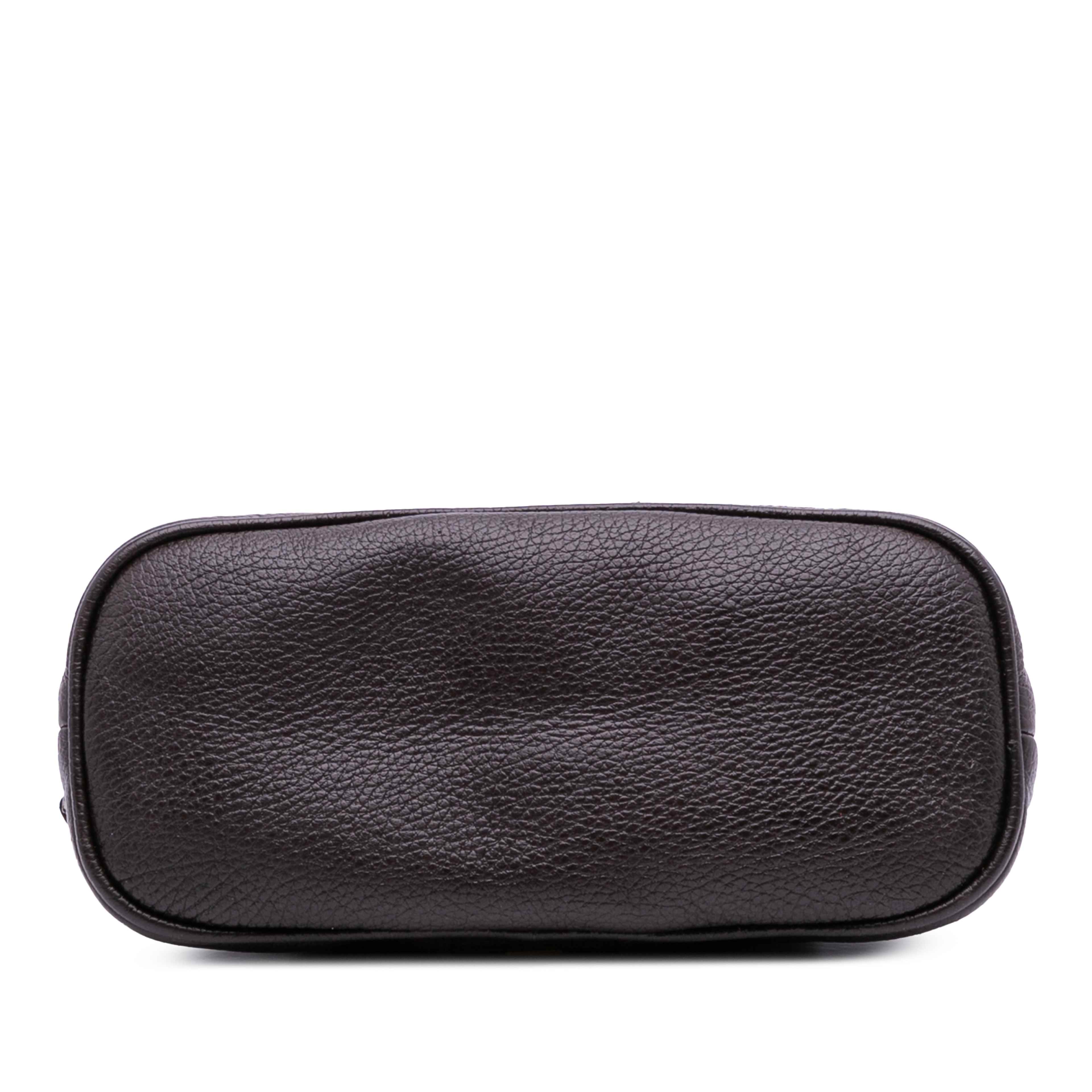 Gucci Mini Leather Web Dome Satchel, från Luxclusif, i färgen dark brown. Klicka för att öppna bilden i stort format