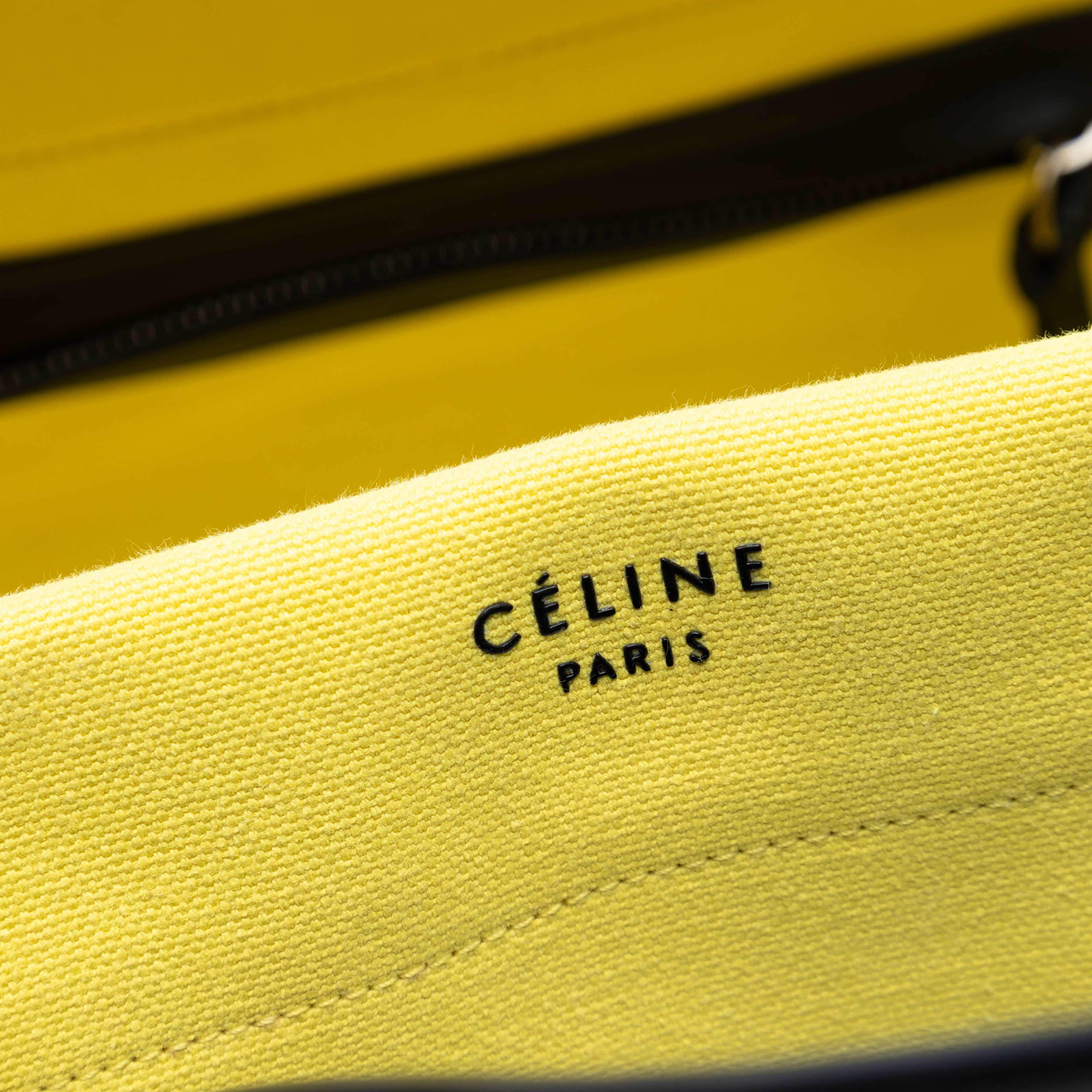 Celine Medium Canvas Phantom Luggage Tote, från Luxclusif, i färgen neon yellow. Klicka för att öppna bilden i stort format