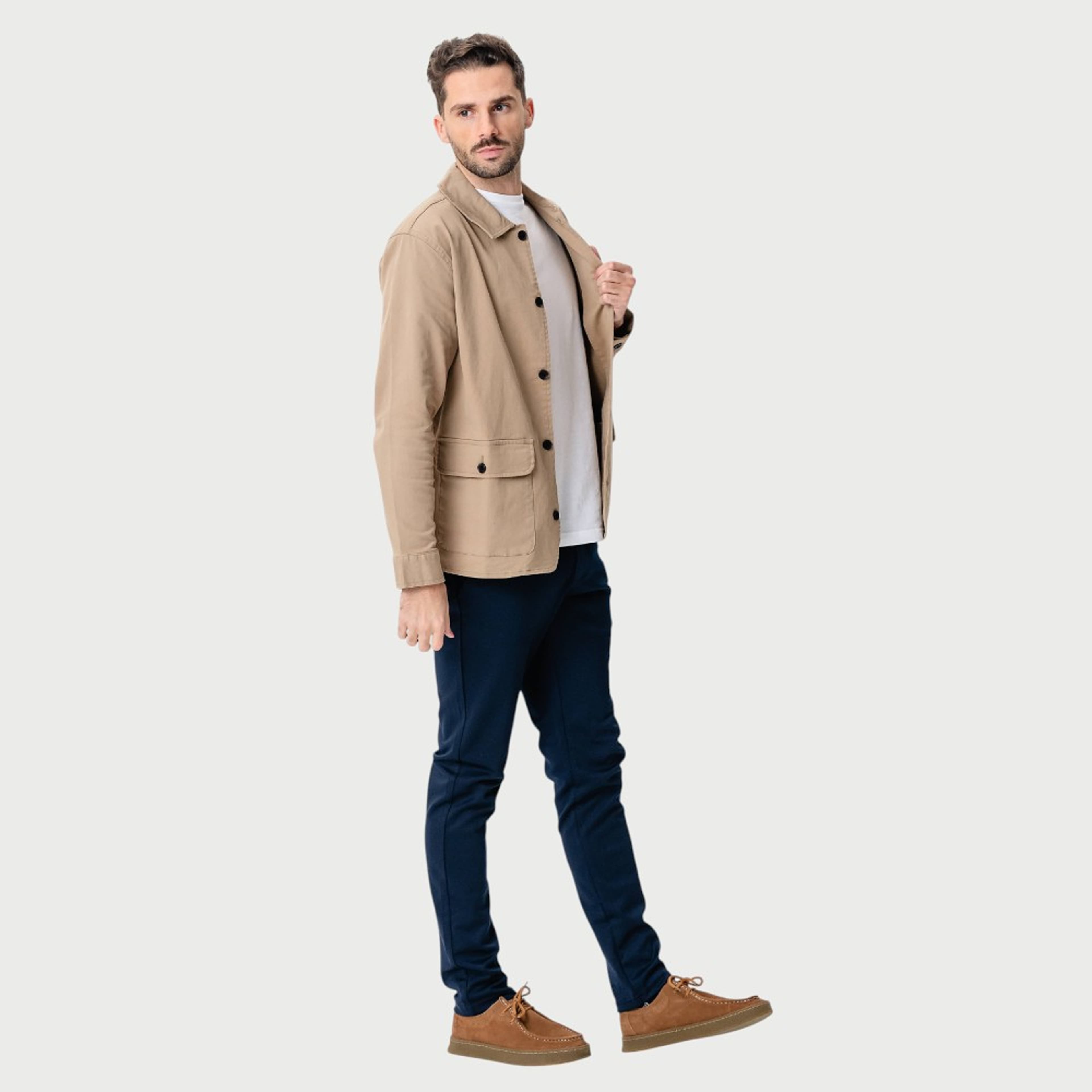 Twill Shirt Jacka, från TeeShoppen, i färgen mörk sand. Klicka för att öppna bilden i stort format