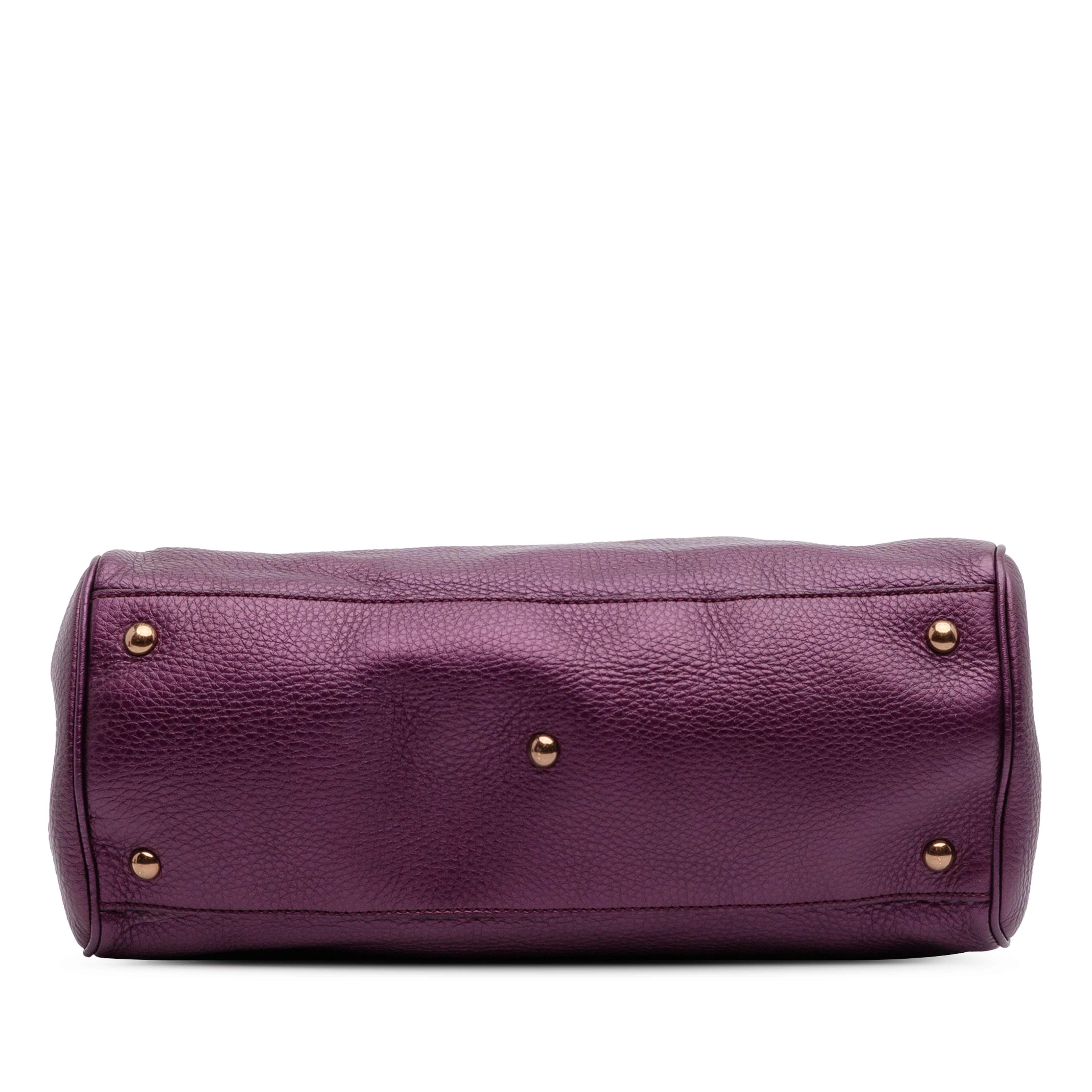Gucci Medium Calfskin Bamboo Shopper Satchel, från Luxclusif, i färgen purple. Klicka för att öppna bilden i stort format