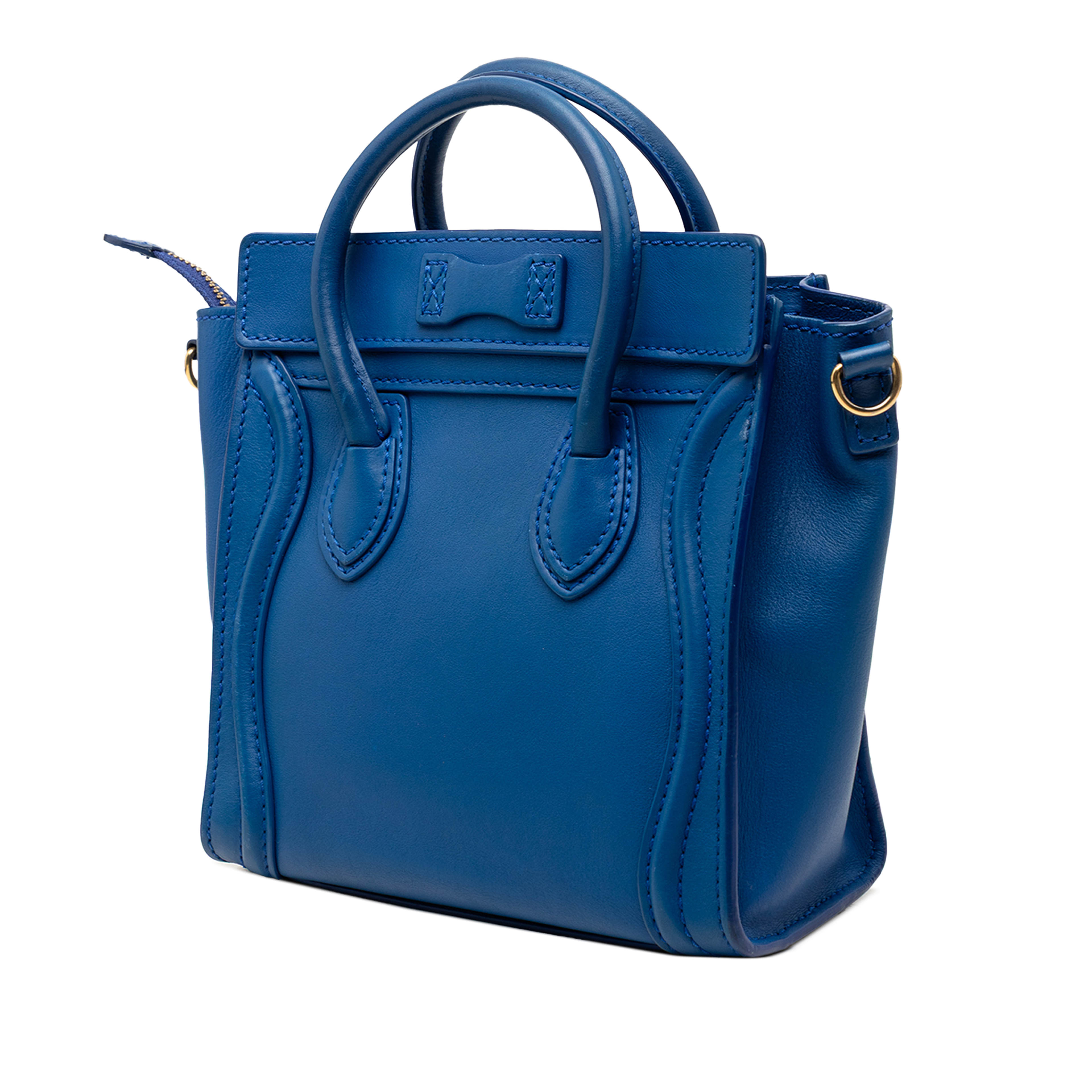 Celine Nano Leather Luggage Tote, från Luxclusif, i färgen blå. Klicka för att öppna bilden i stort format