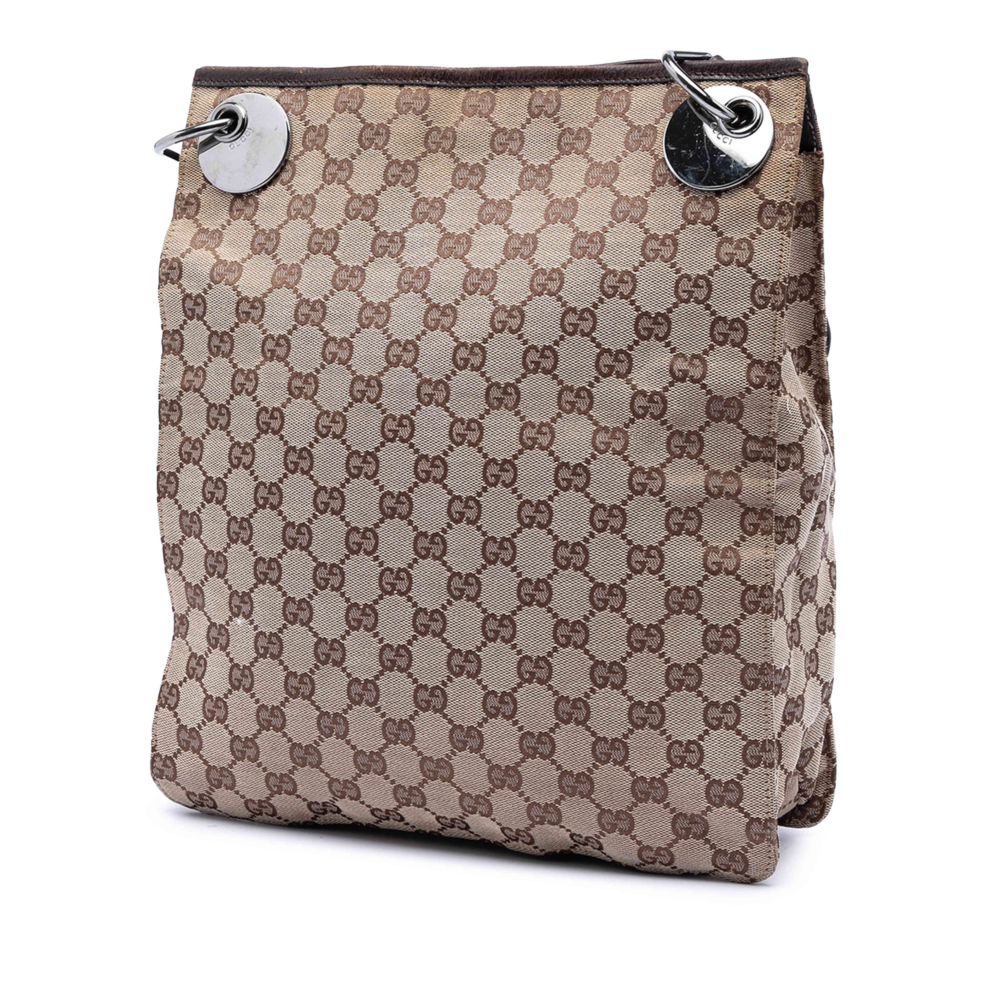 Gucci Gg Canvas Eclipse Crossbody, från Luxclusif, i färgen beige. Klicka för att öppna bilden i stort format